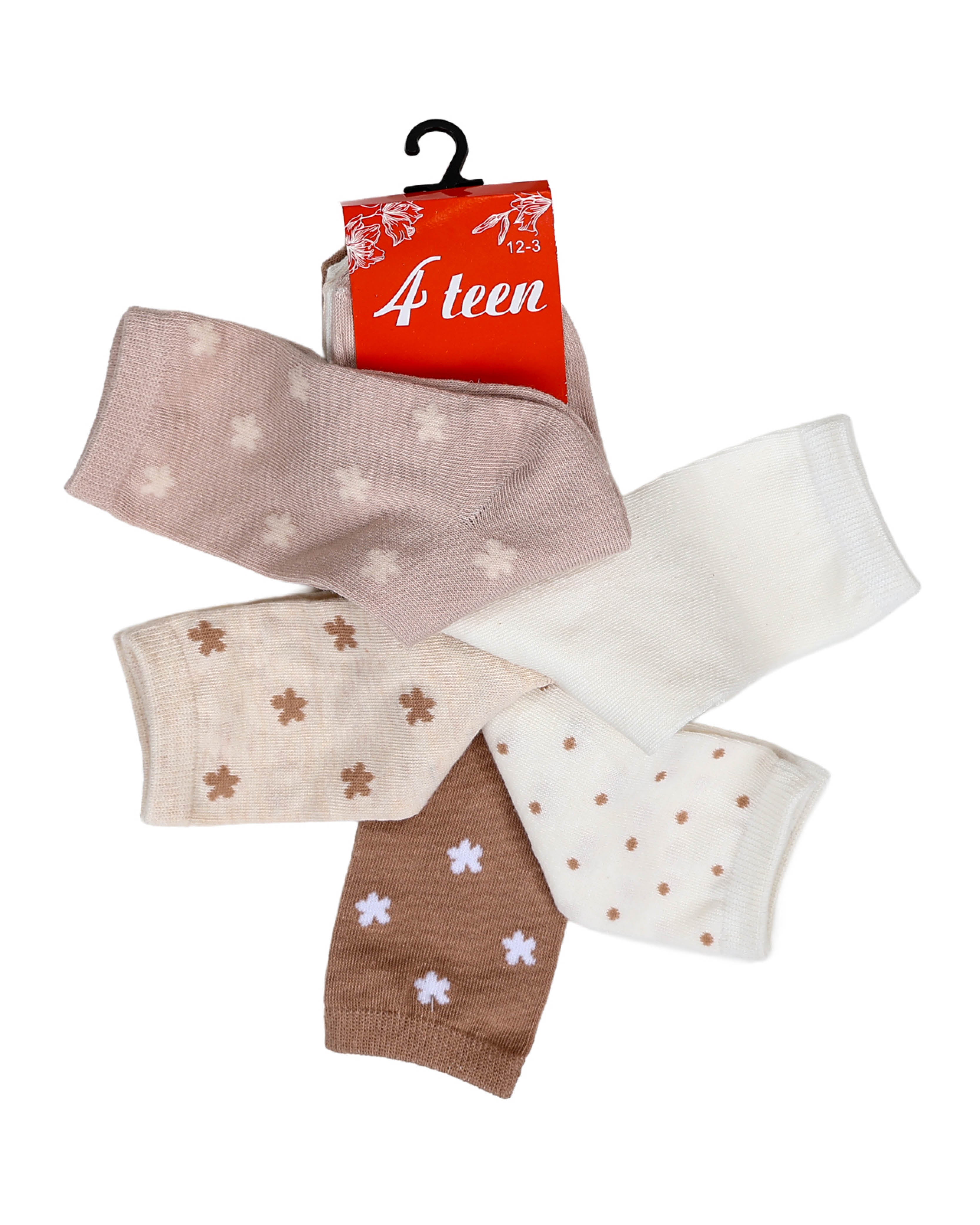 5 Pack Floral Polka Dot Socks