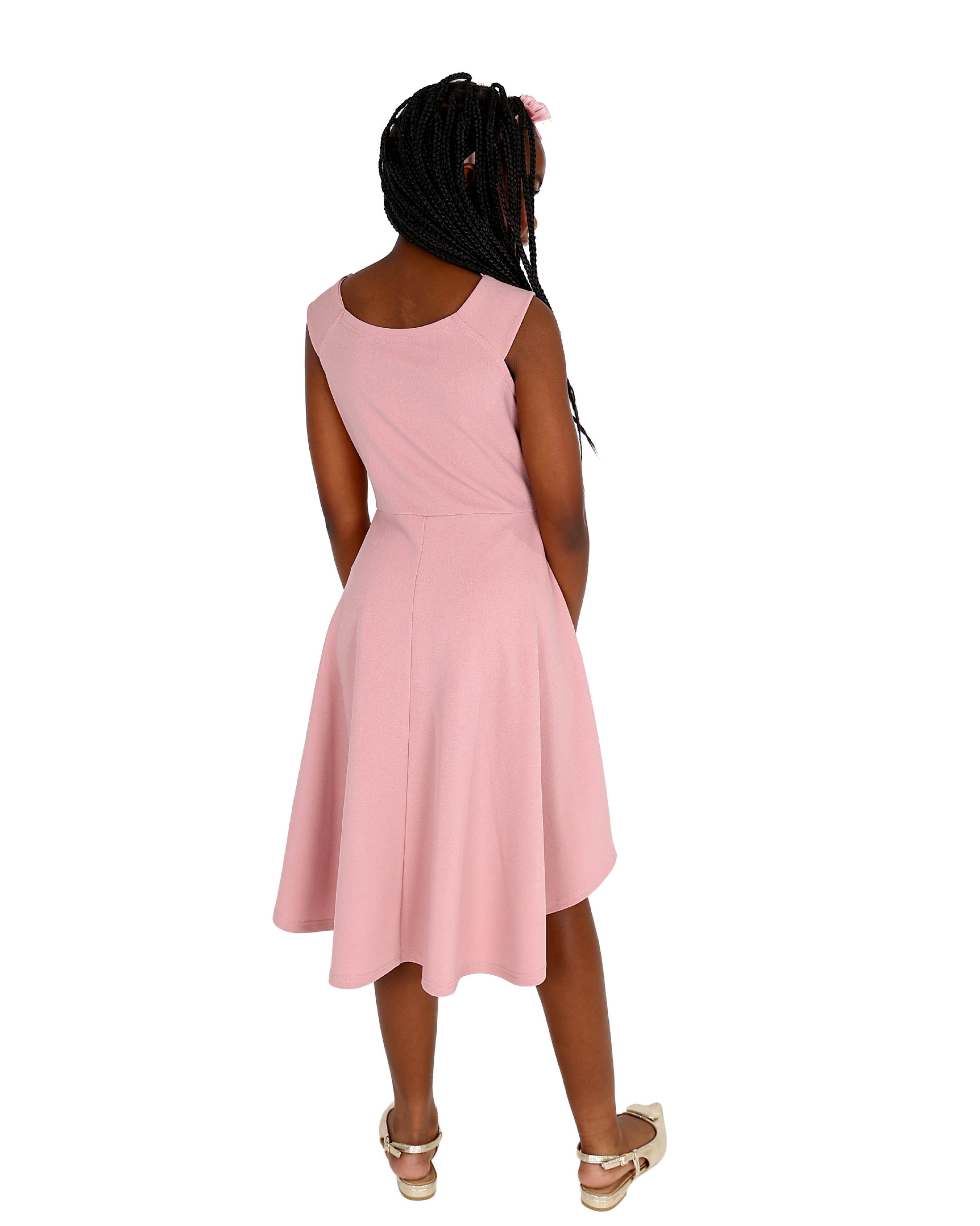 Sleeveless Pleated High-Low Party Dress