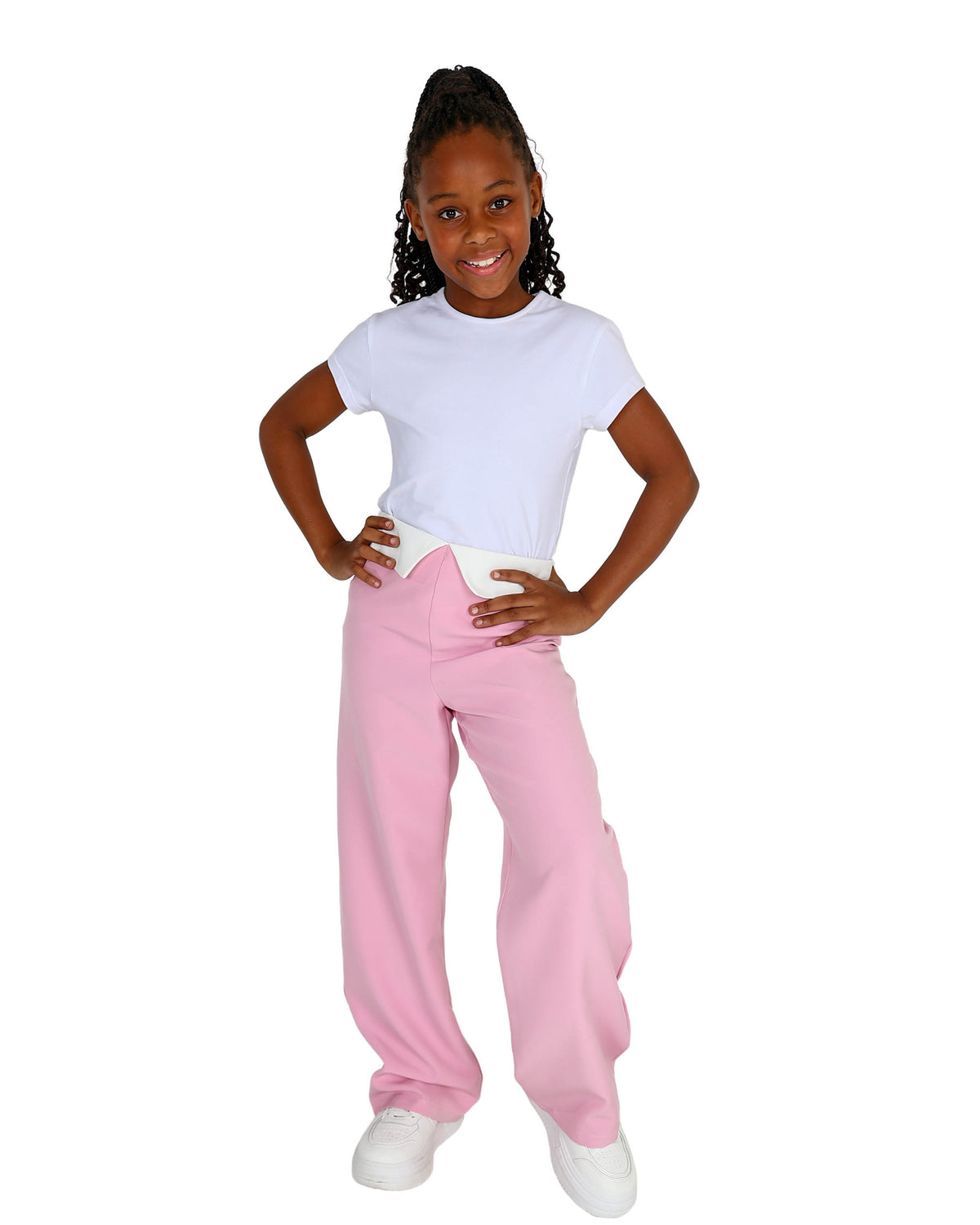 Contrast Waist Flap Full Length Pants
