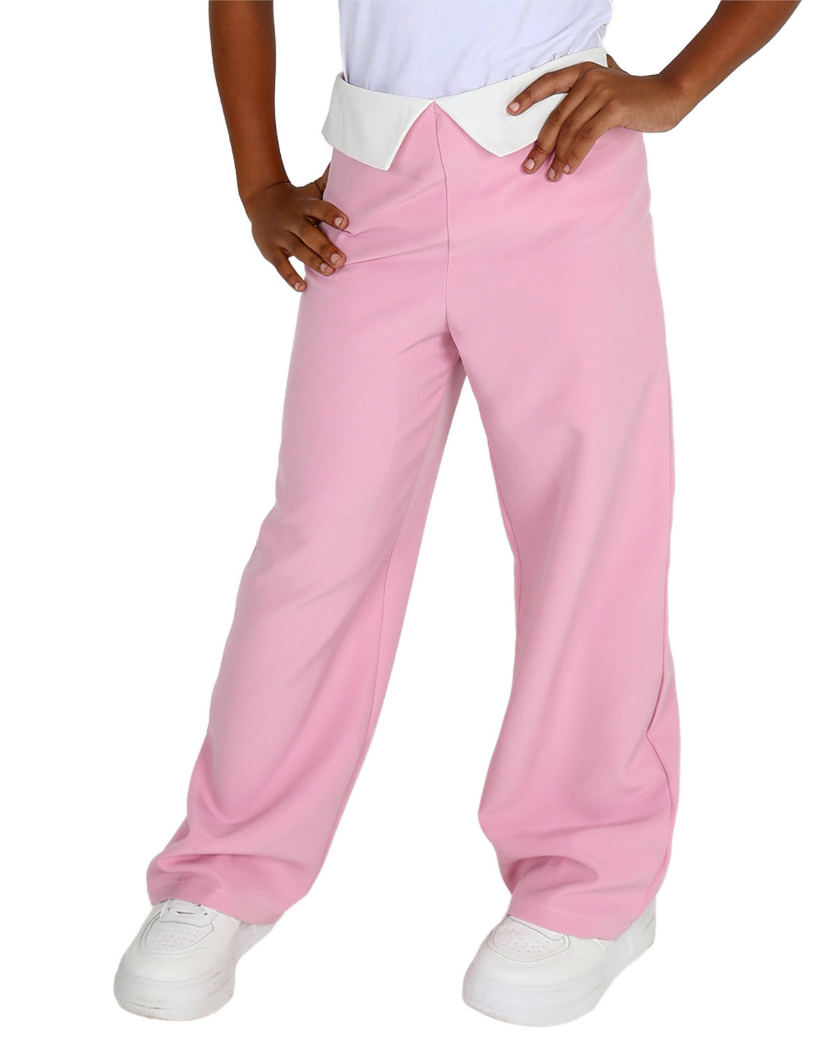Contrast Waist Flap Full Length Pants
