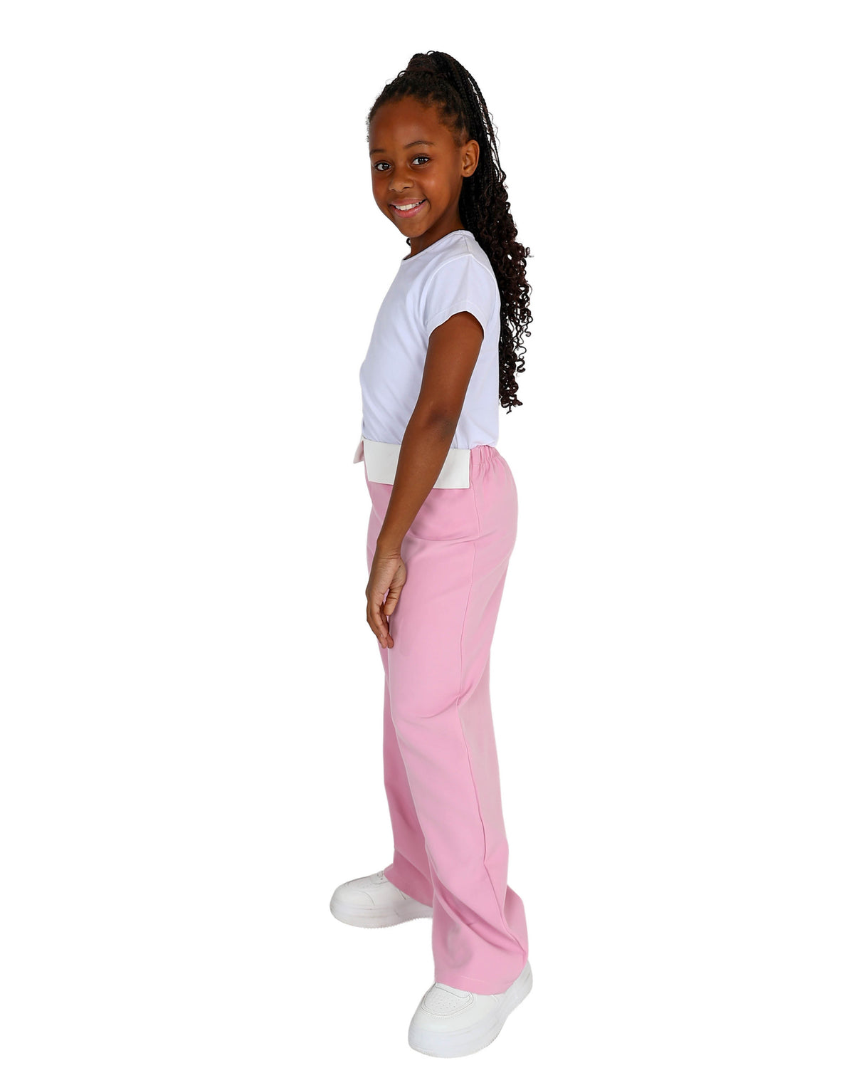 Contrast Waist Flap Full Length Pants