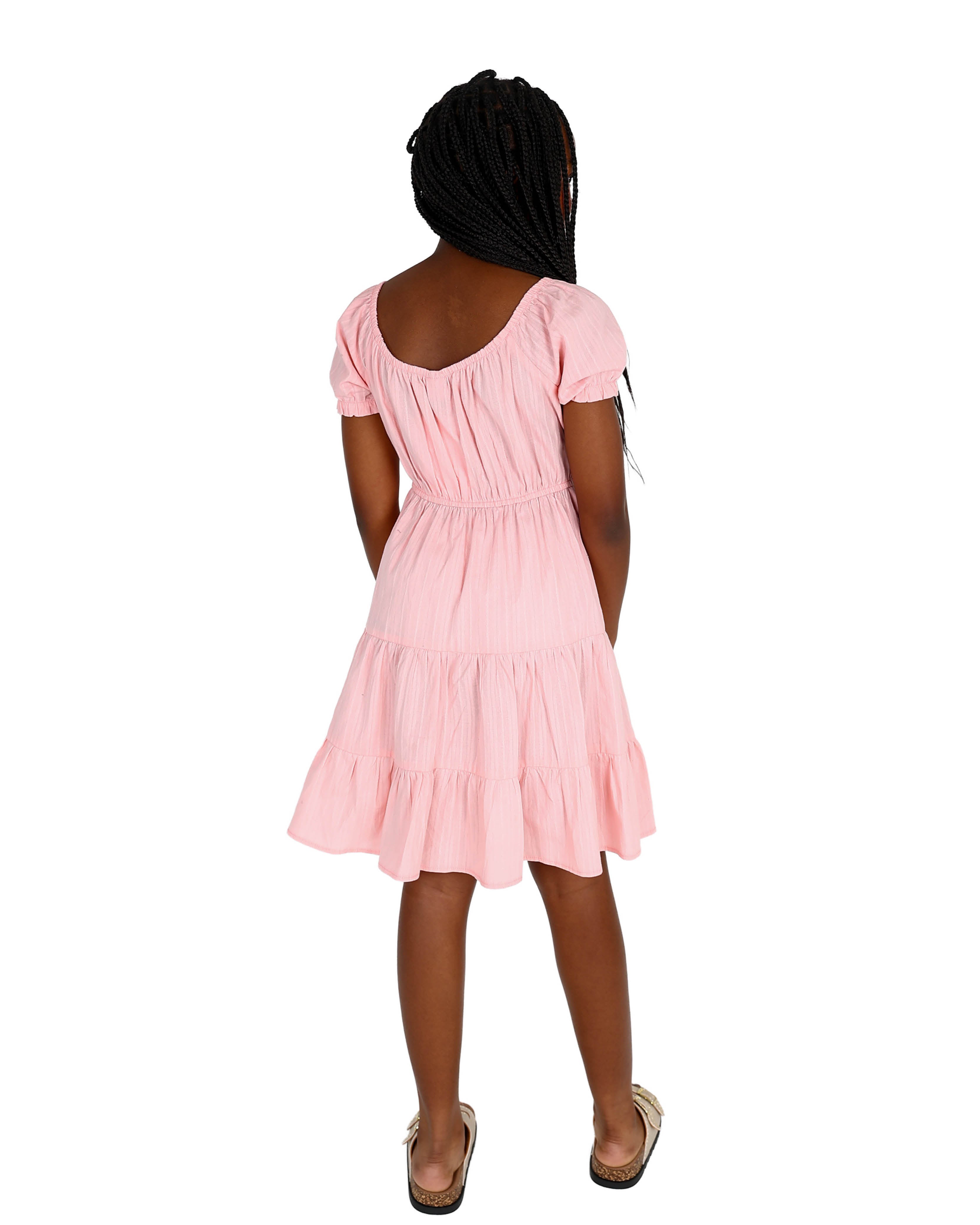 Textured Short Sleeve Tiered Dress