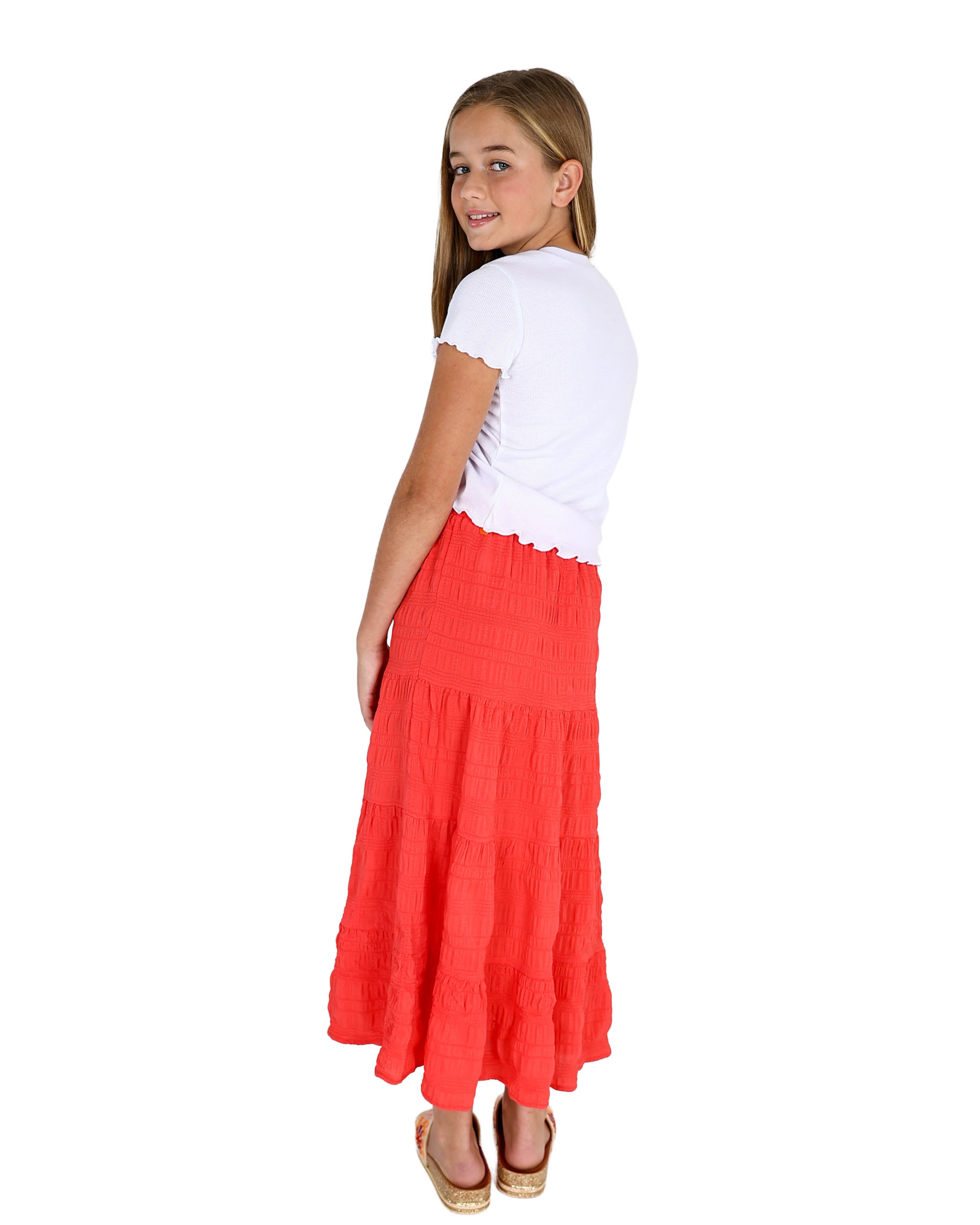 Tiered Crinkle Maxi Skirt