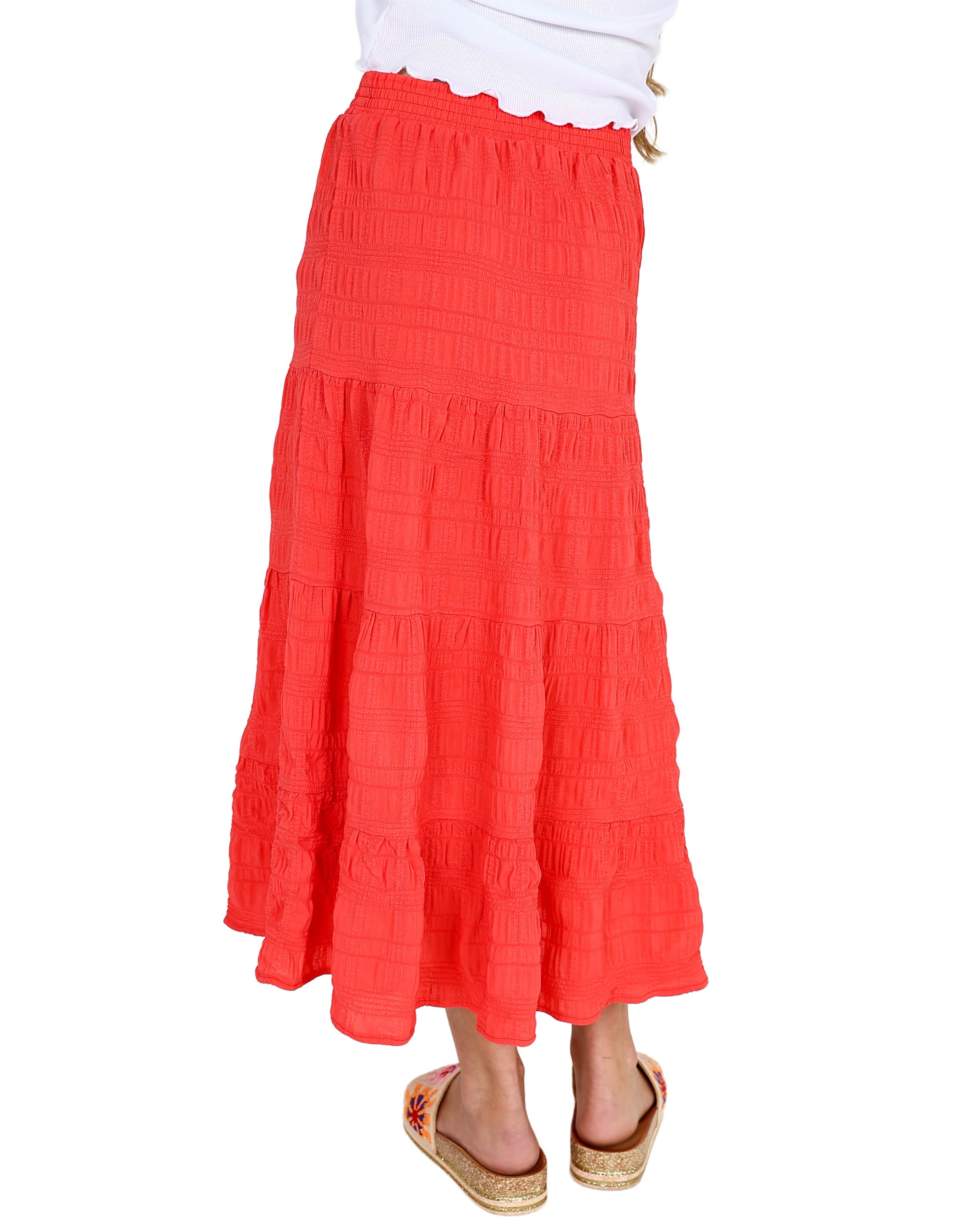 Tiered Crinkle Maxi Skirt