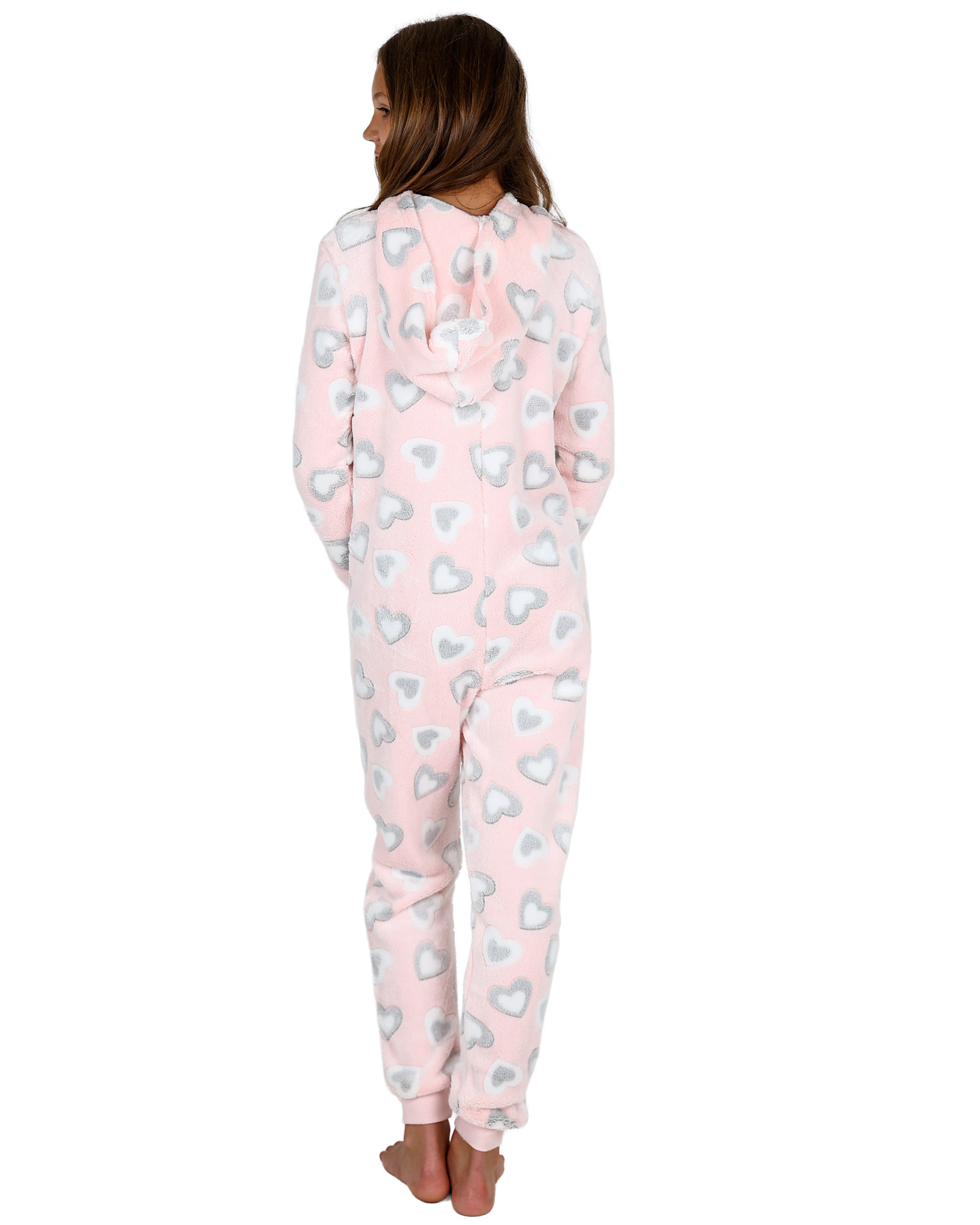 Long Sleeve Heart Print Hooded Onesie