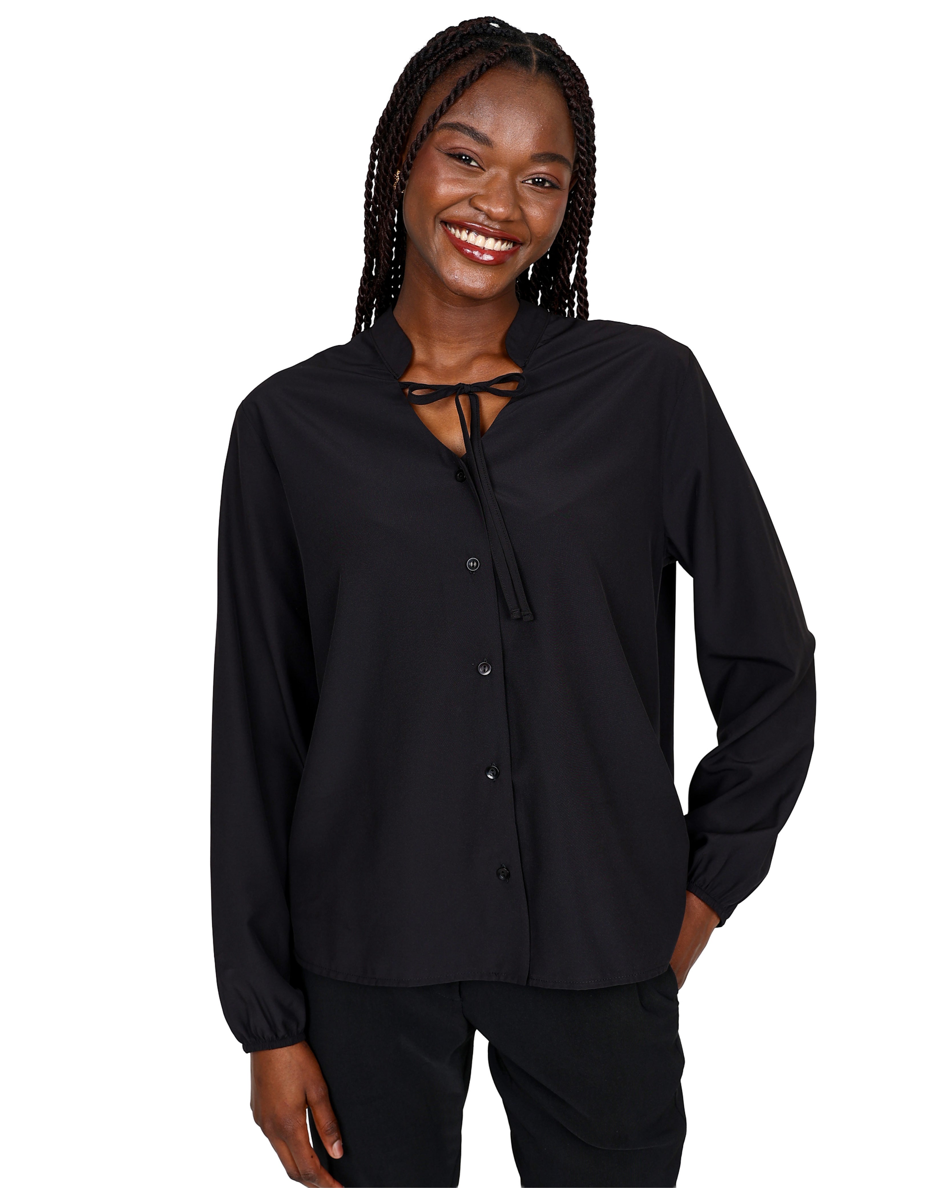 Long Sleeve Button-Through Blouse