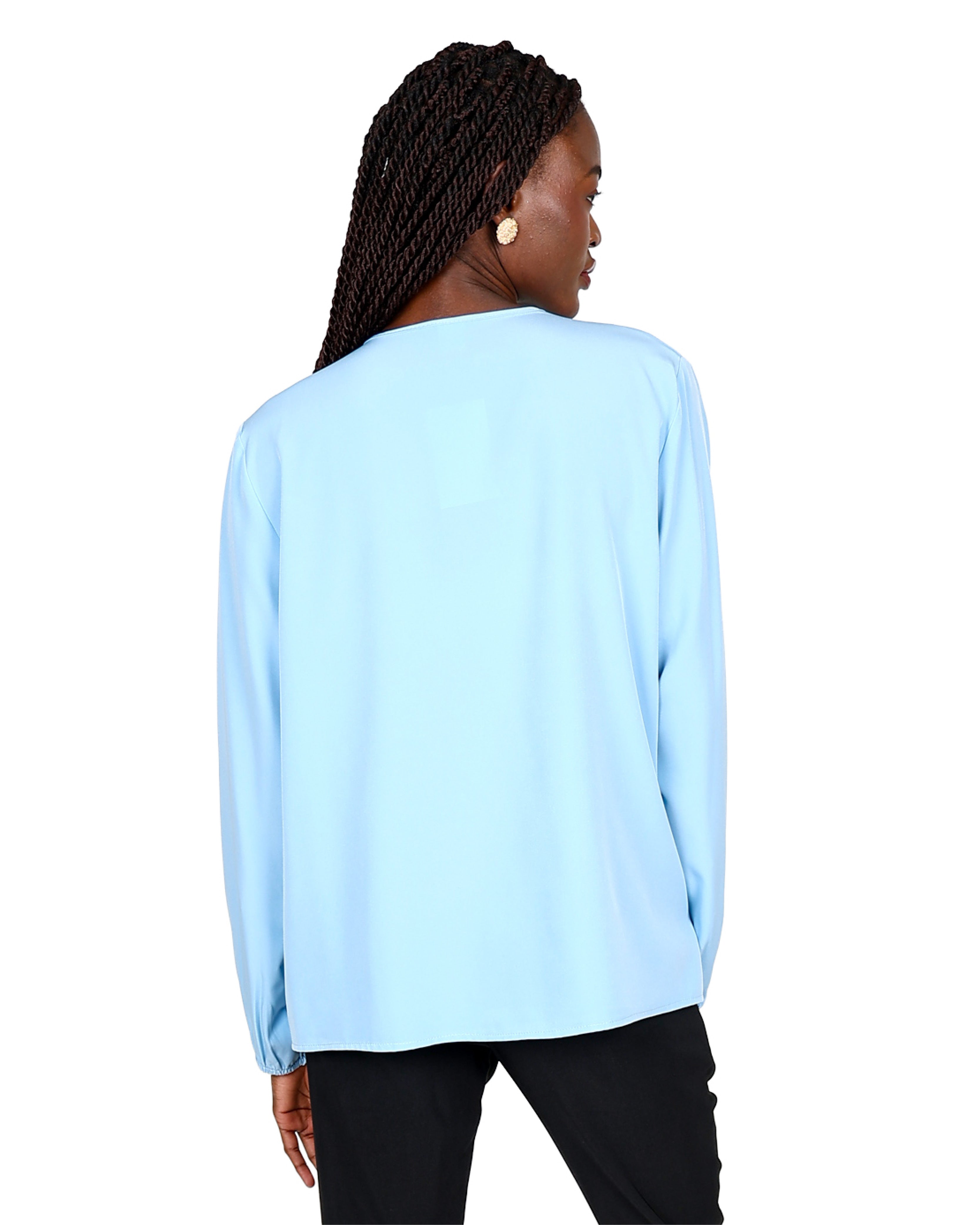Long Sleeve Neck Tie Detail Blouse