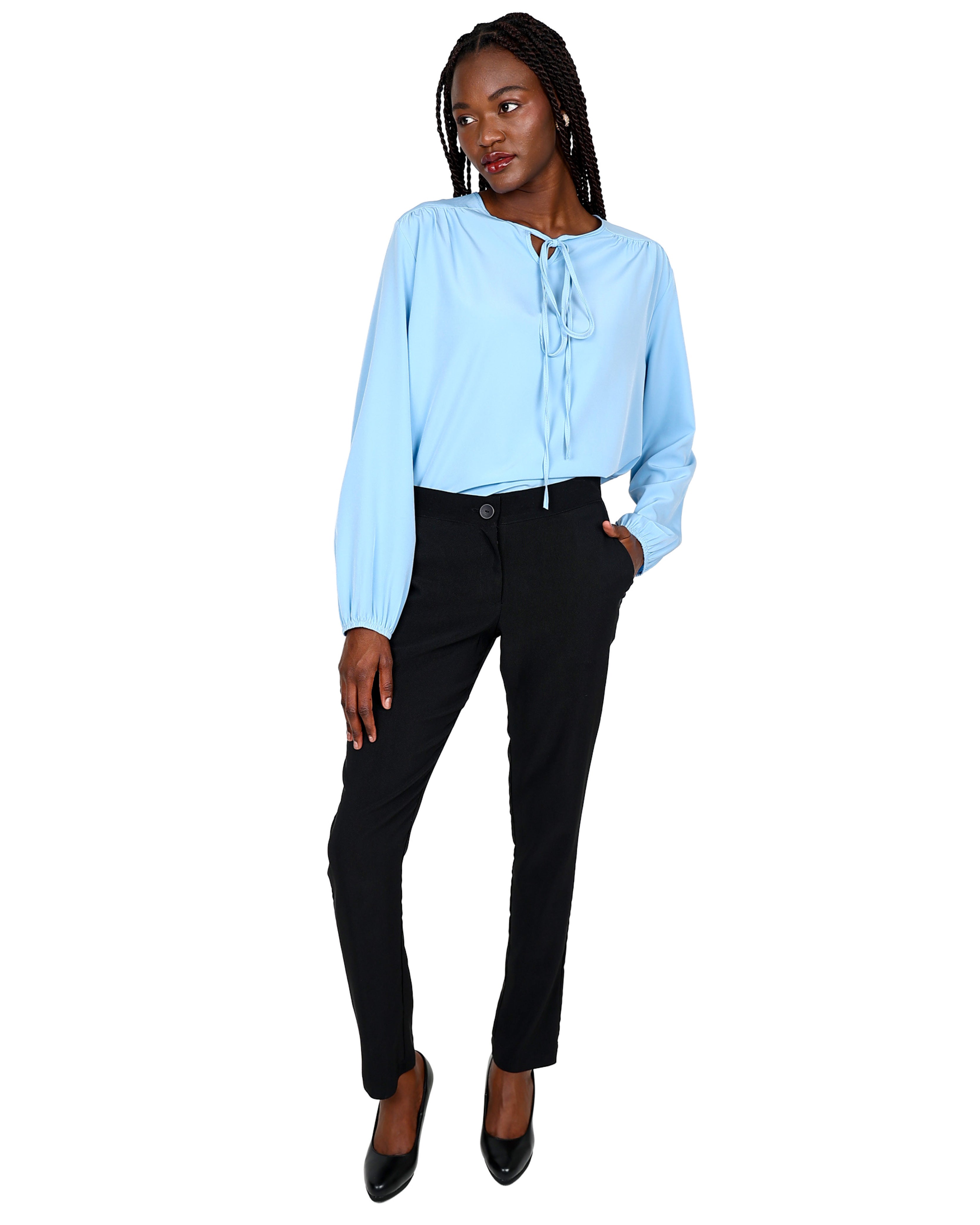 Long Sleeve Neck Tie Detail Blouse