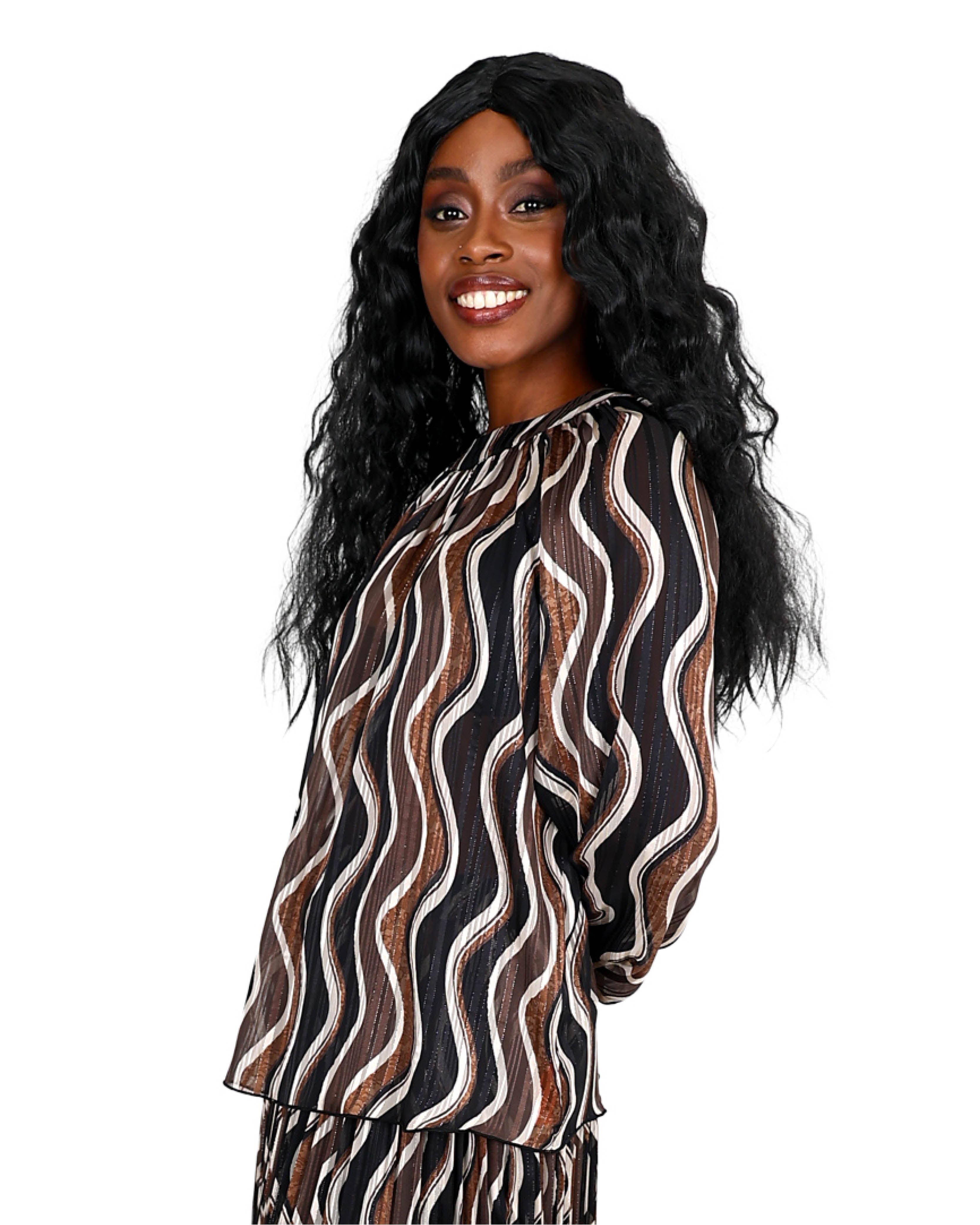 Brown Printed Sheer Lurex Blouse