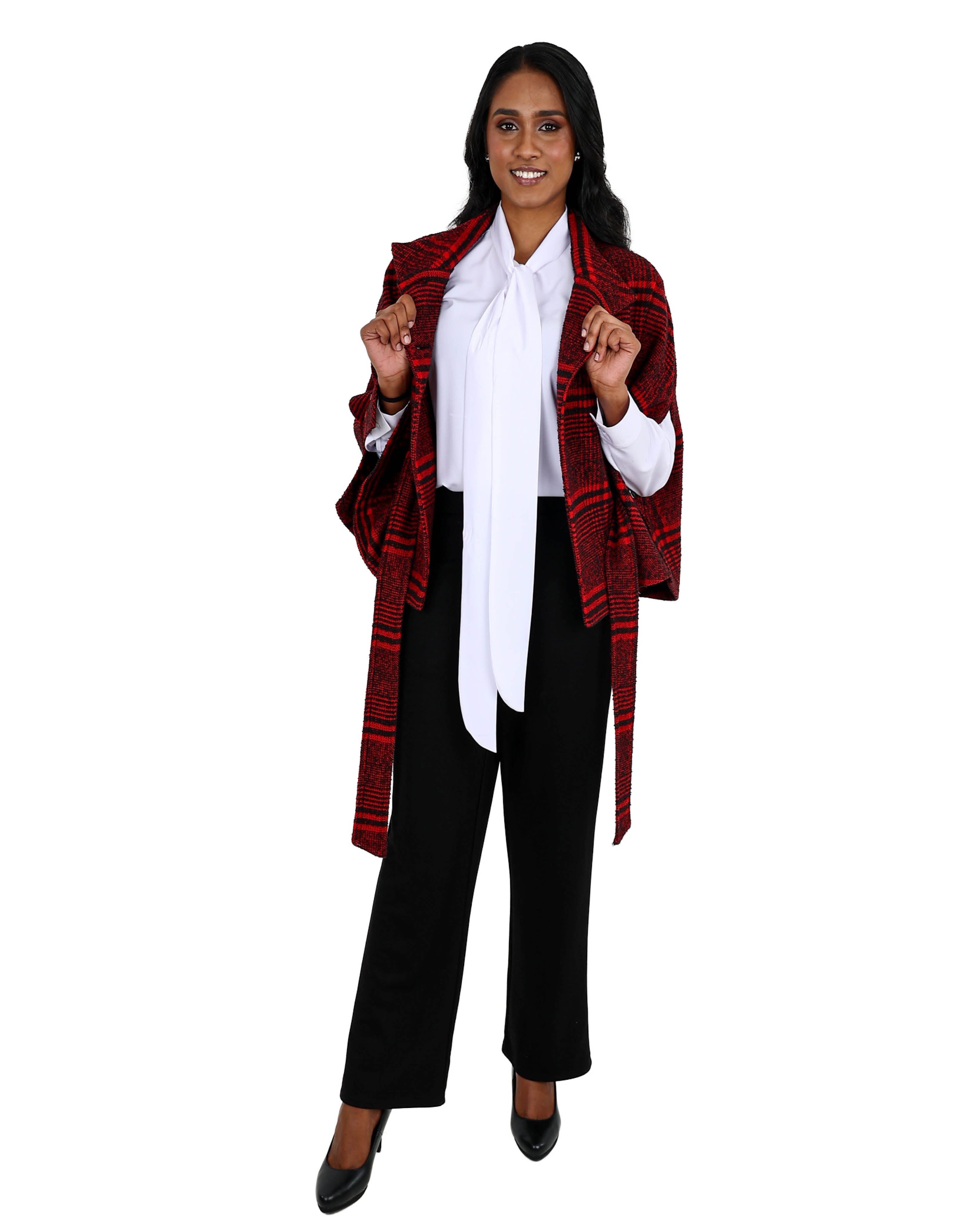 Double Breasted Belted Poncho Coat