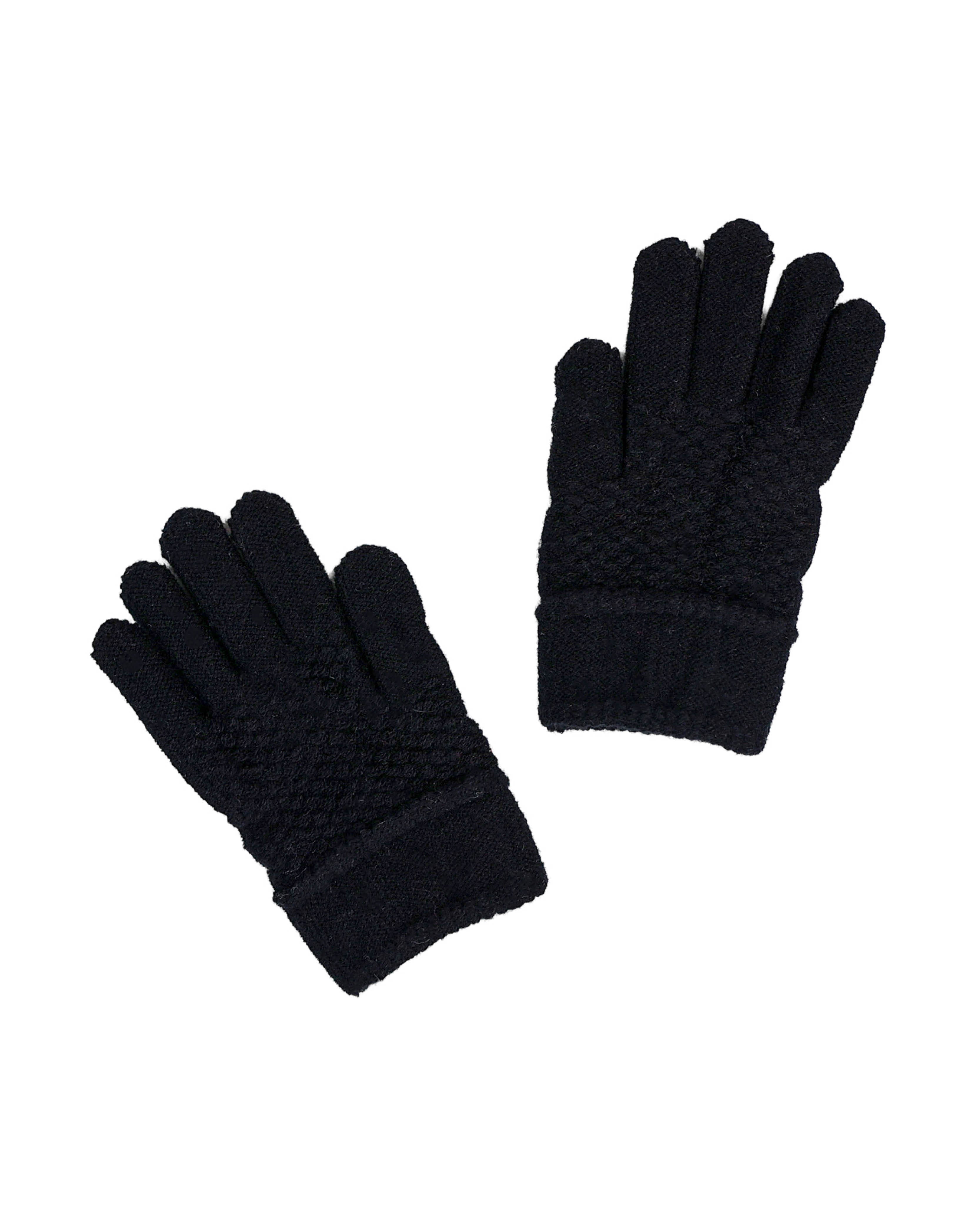 Black Jacquard Girls Gloves