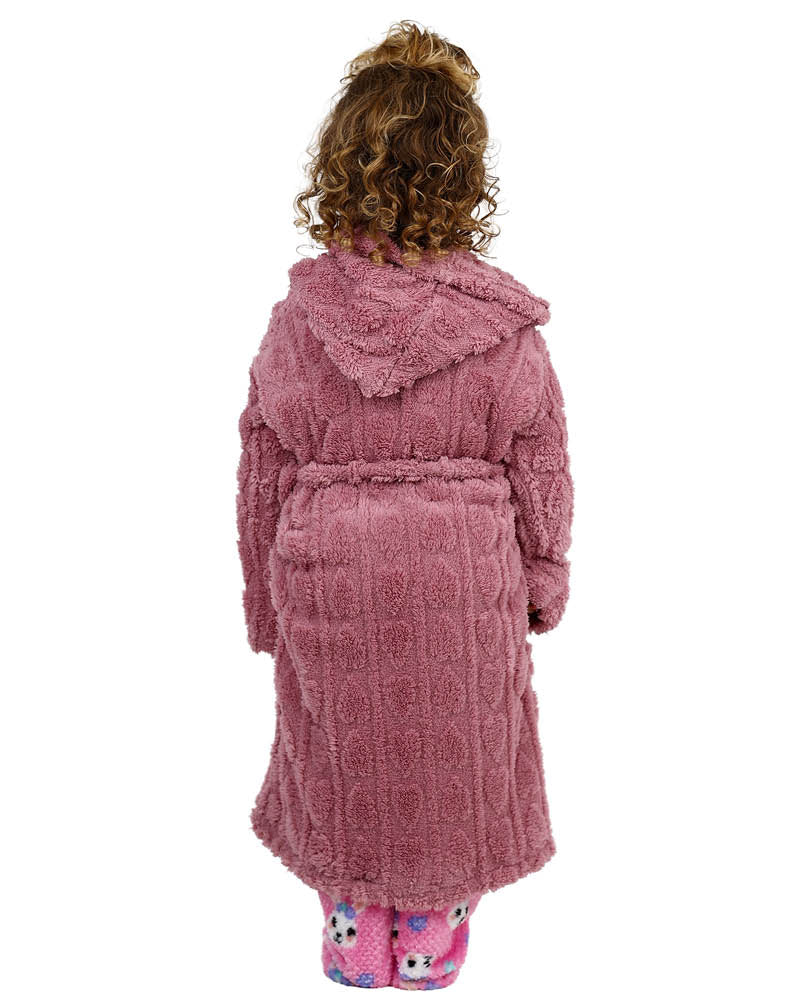 Pink Heart Embossed Hooded Gown