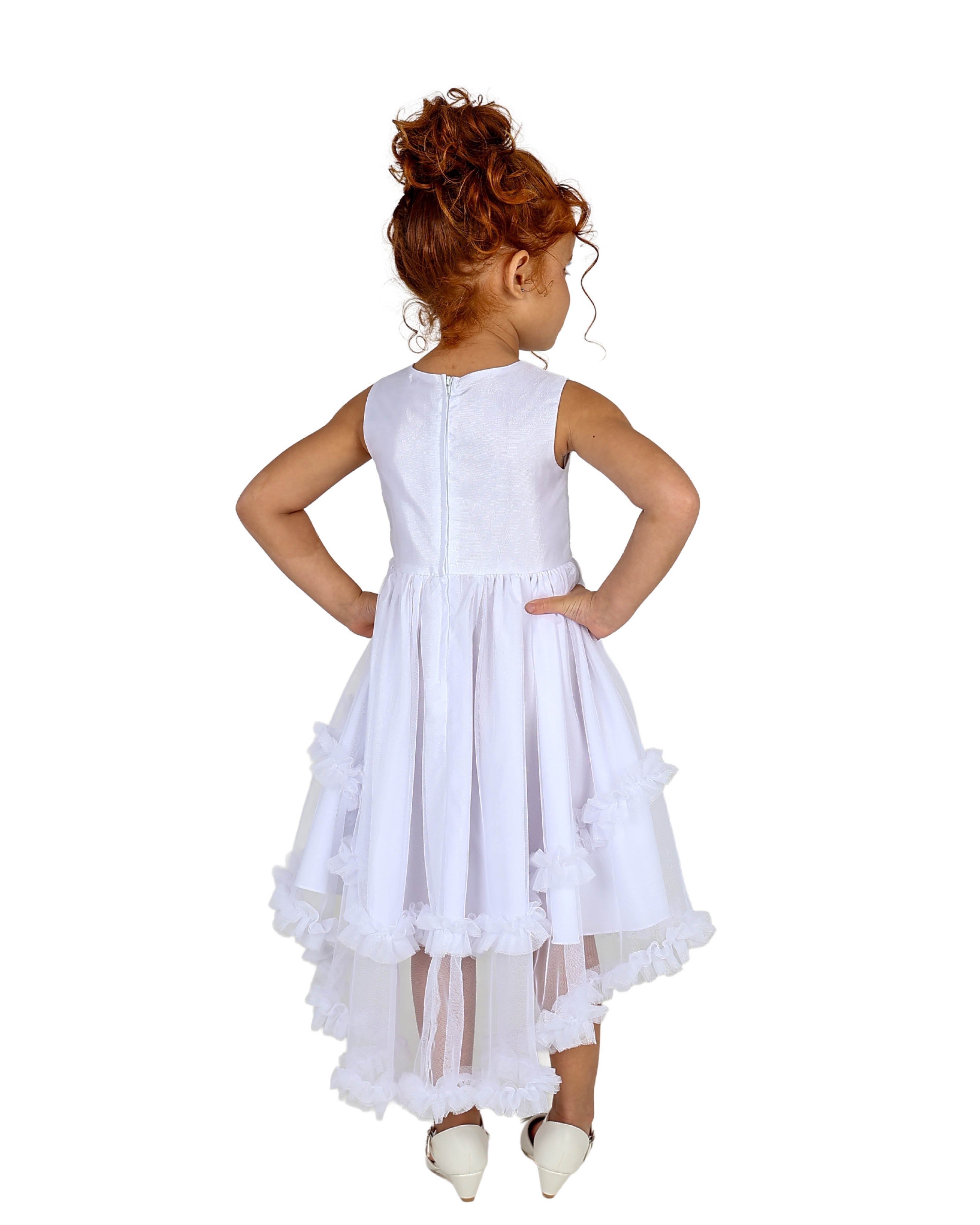 Sleeveless White High Low Party Dress