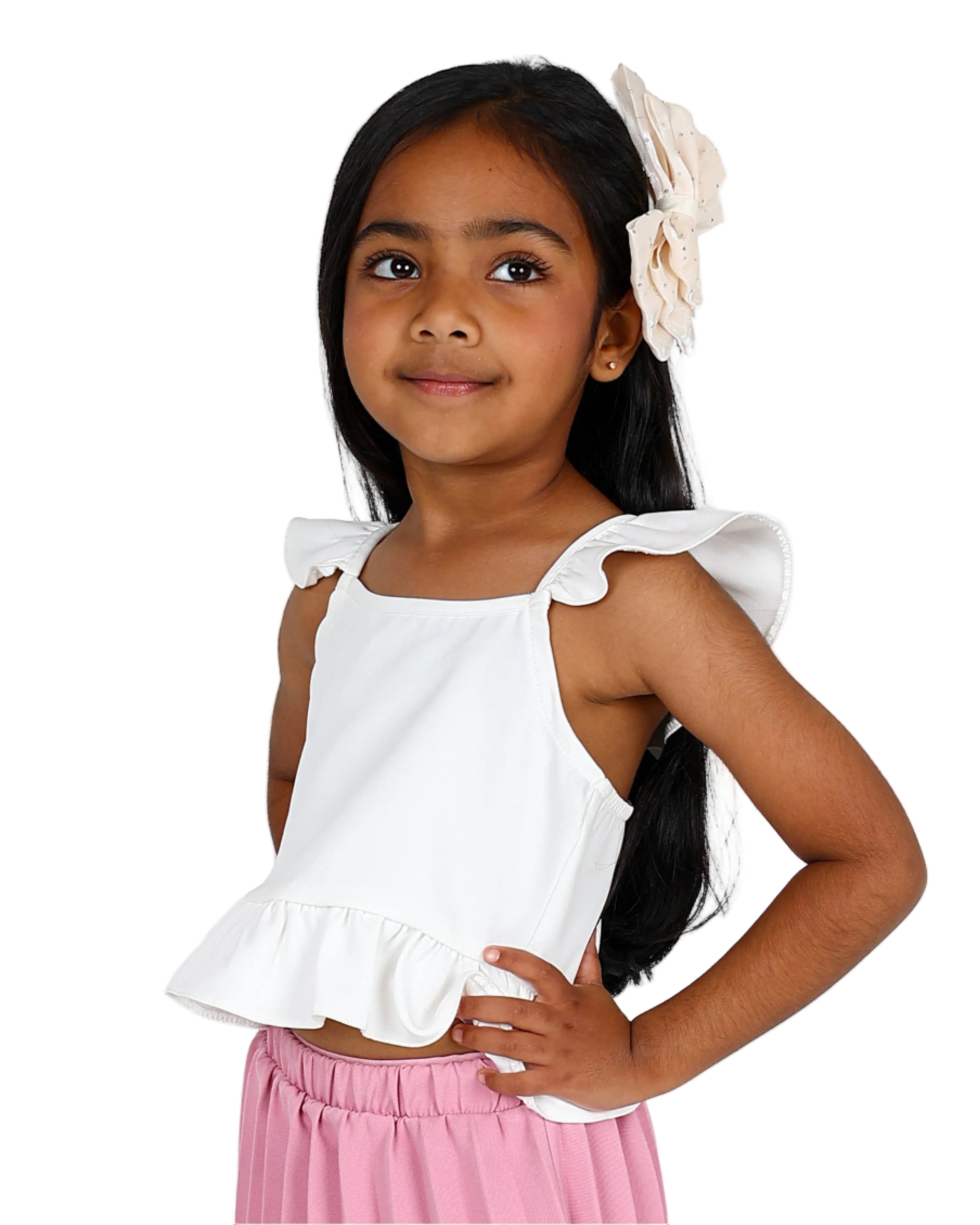 Short Sleeve White Peplum Crop Top