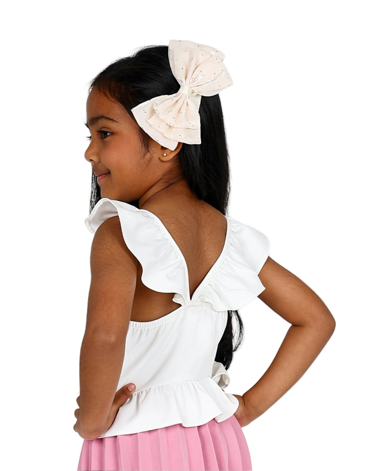 Short Sleeve White Peplum Crop Top