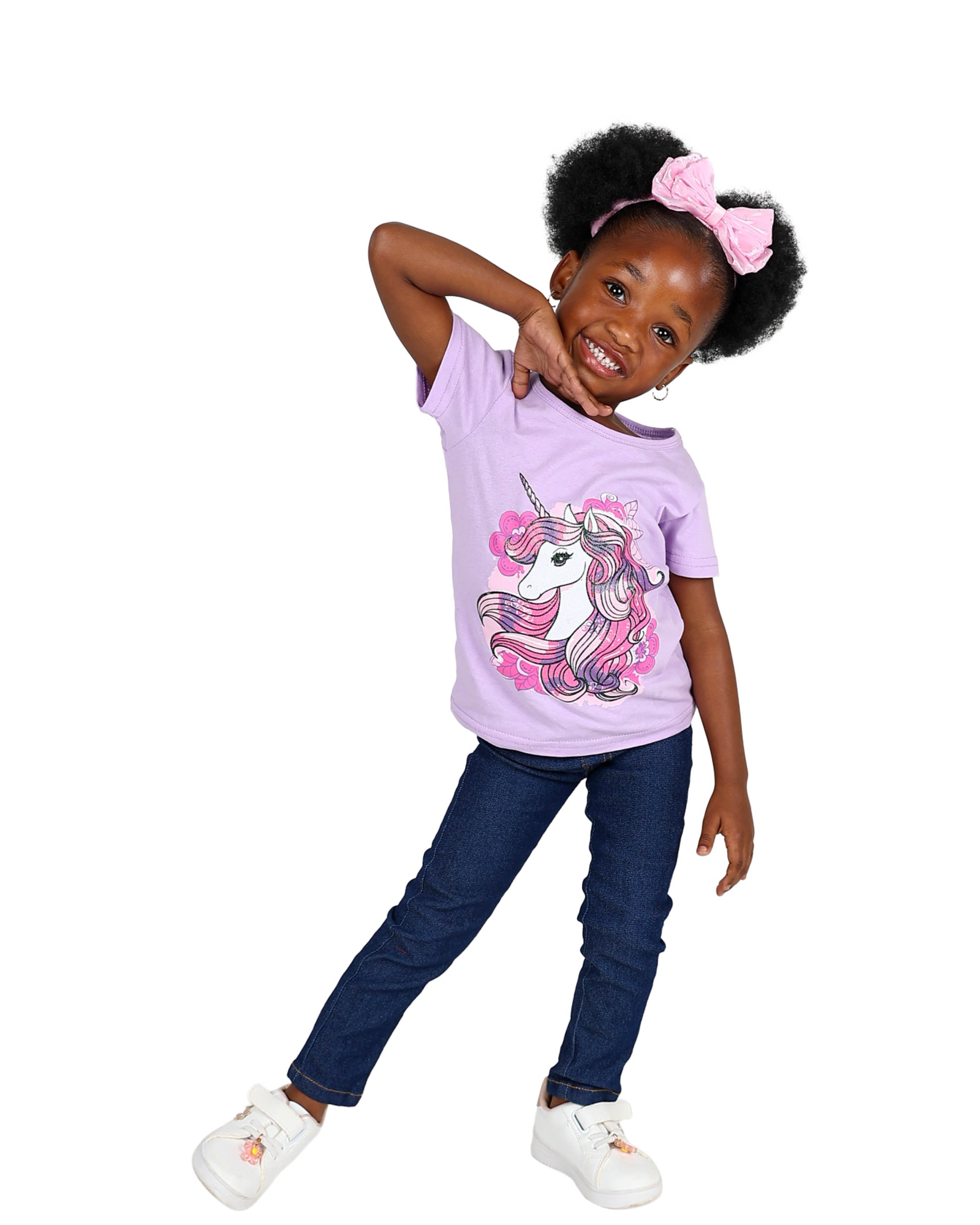 Short Sleeve Unicorn Graphic Print T-Shirt