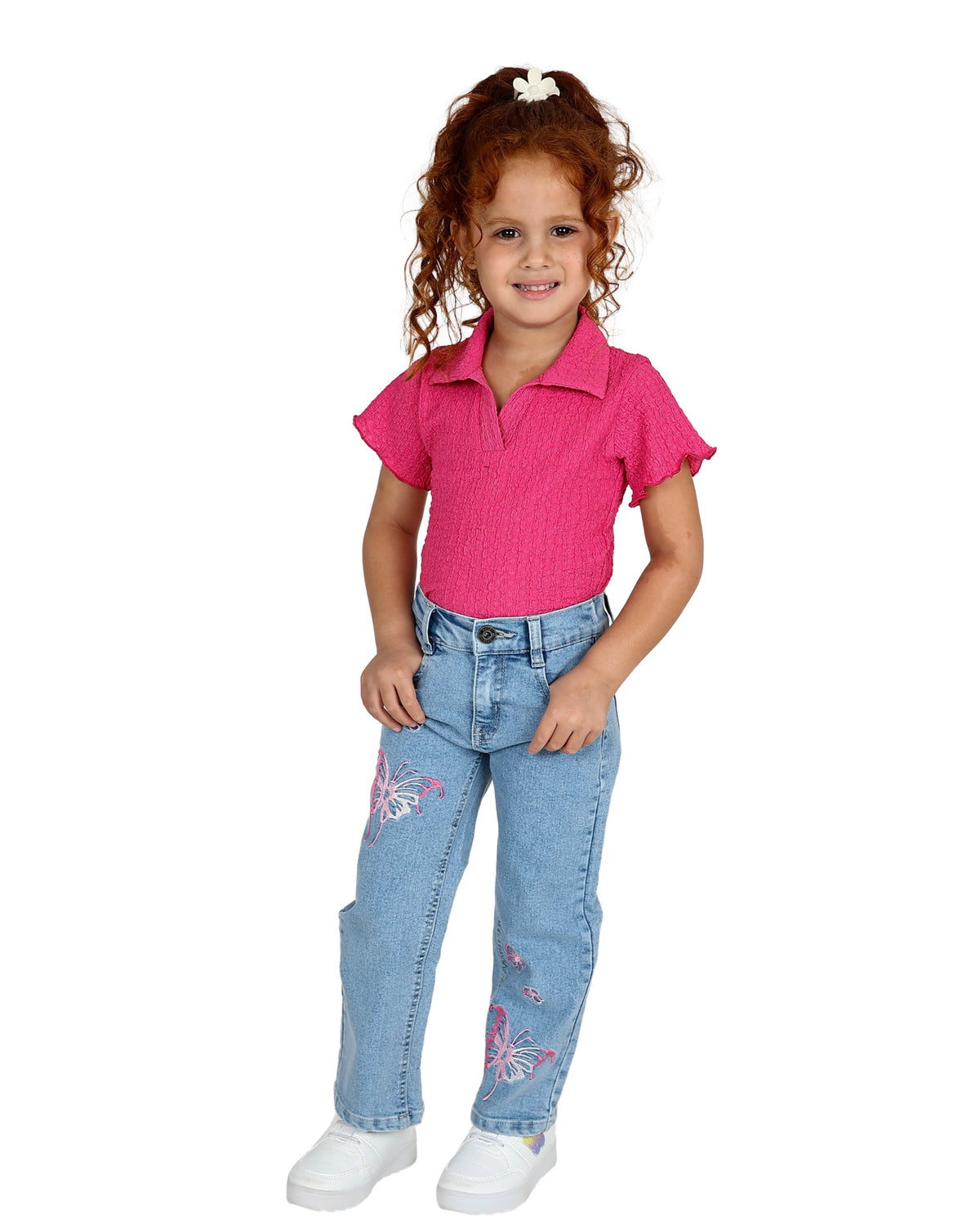 Light Blue Embroidered Butterfly Detail Jeans
