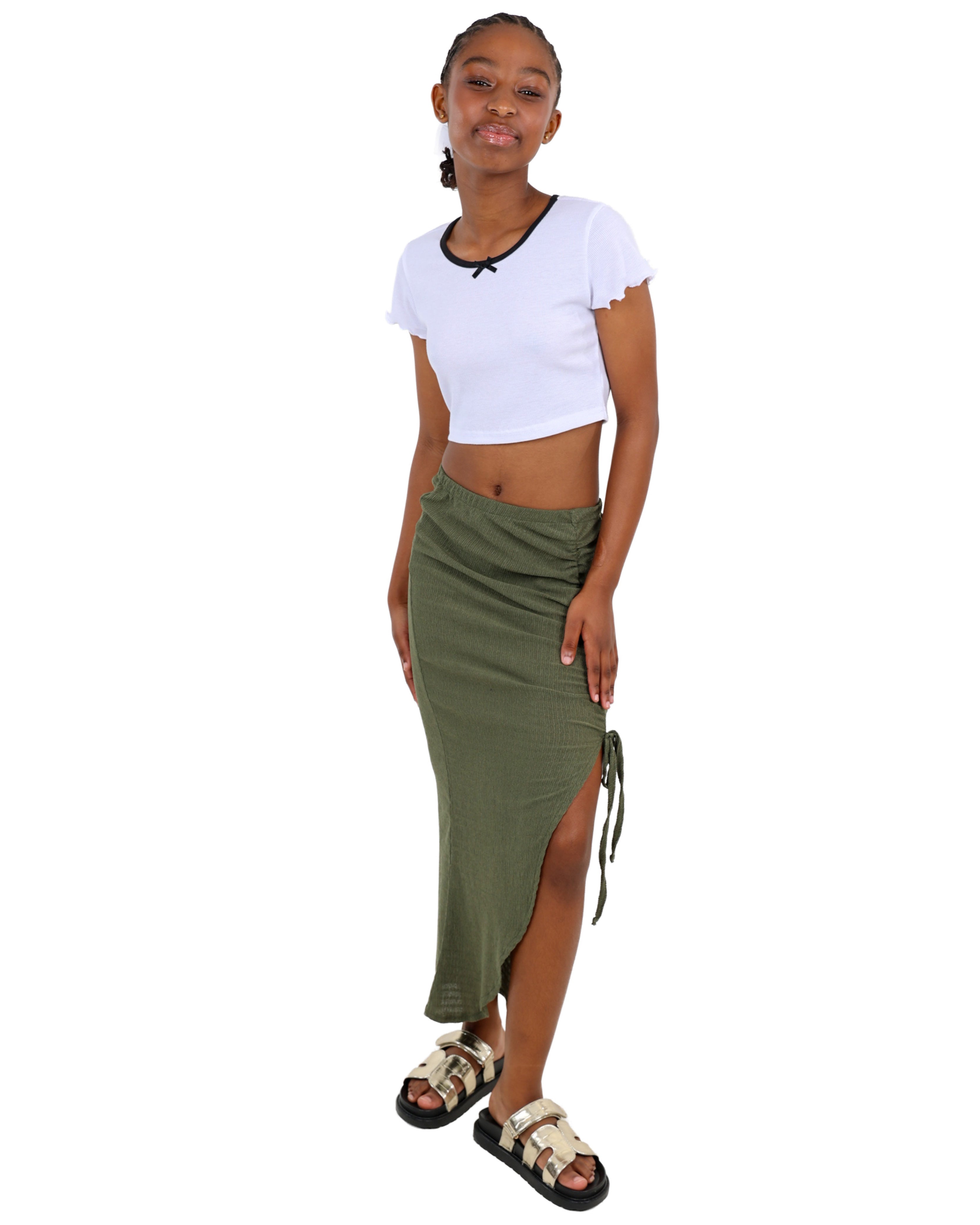 Contrast Detail Short Sleeve Crop Top