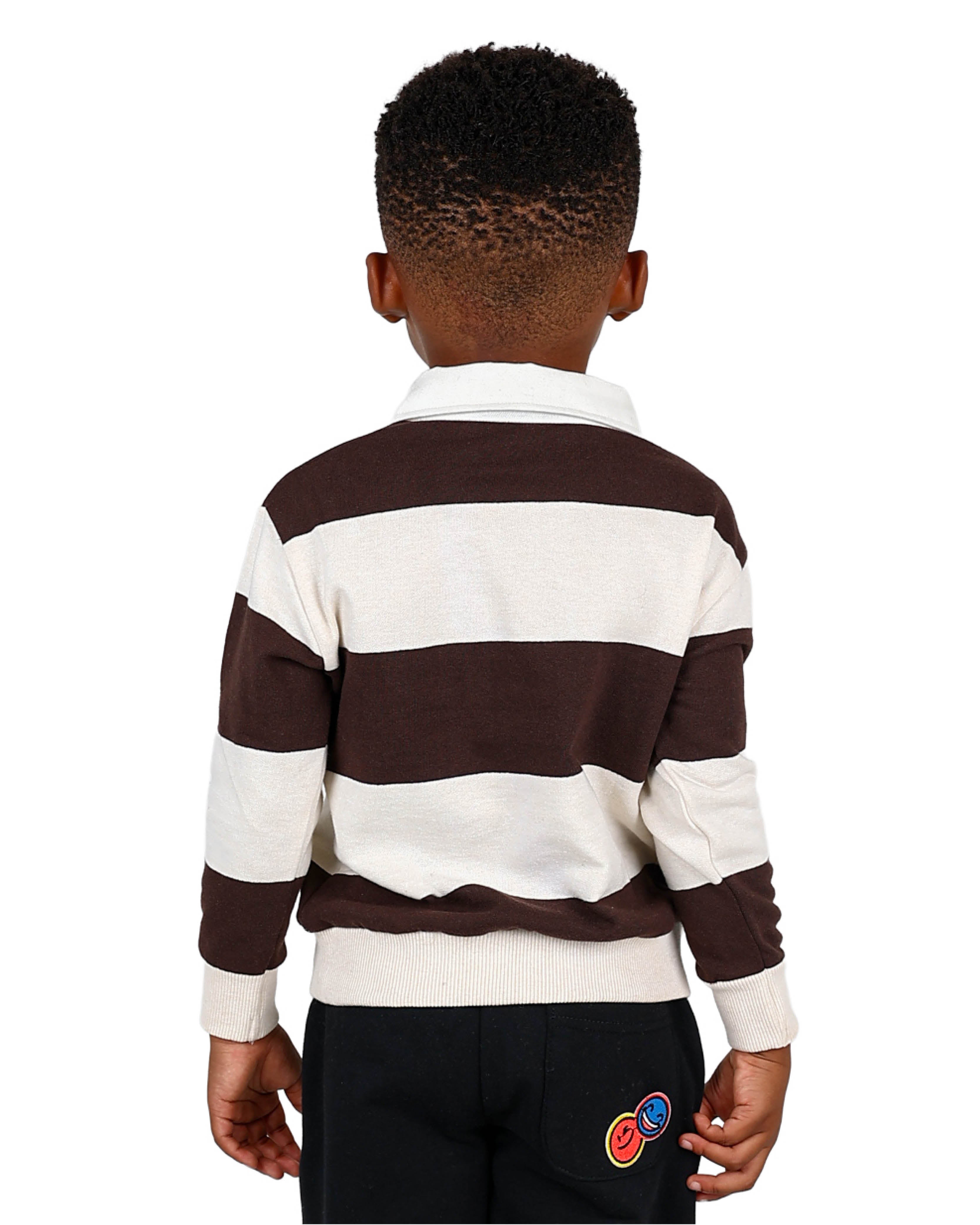 Long Sleeve Brown Stripe Rugby Style Top