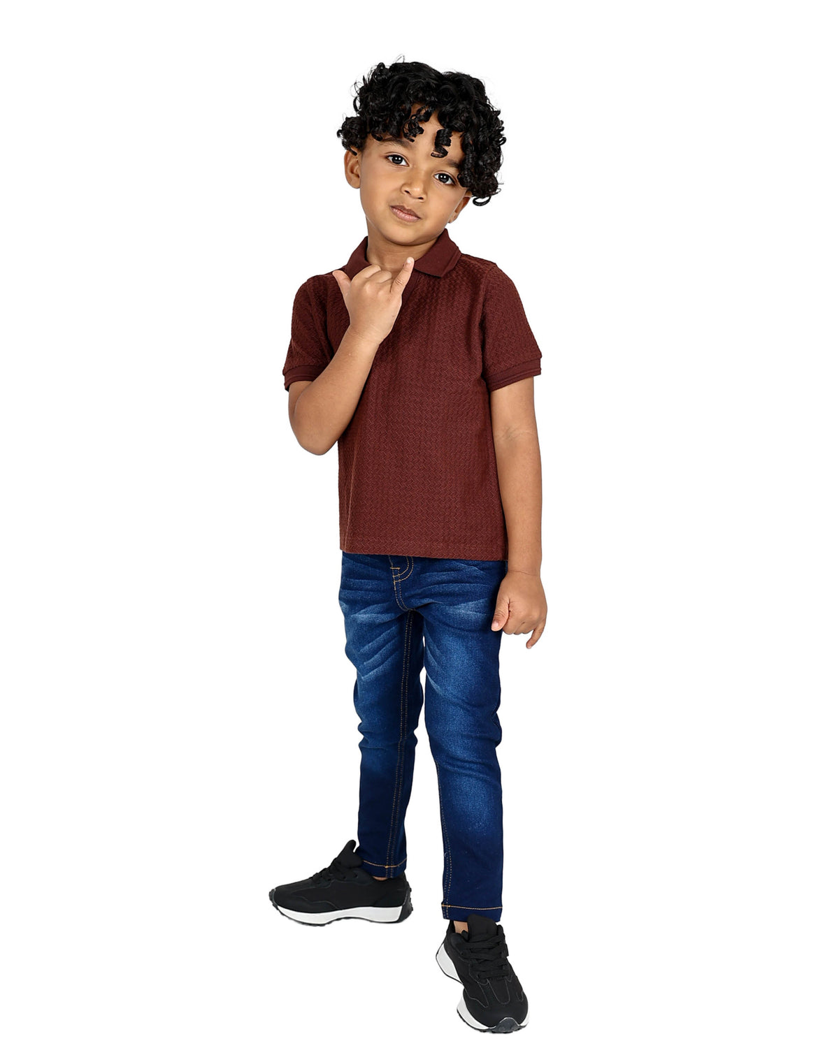 Short Sleeve Johnny Collar Jacquard T-Shirt