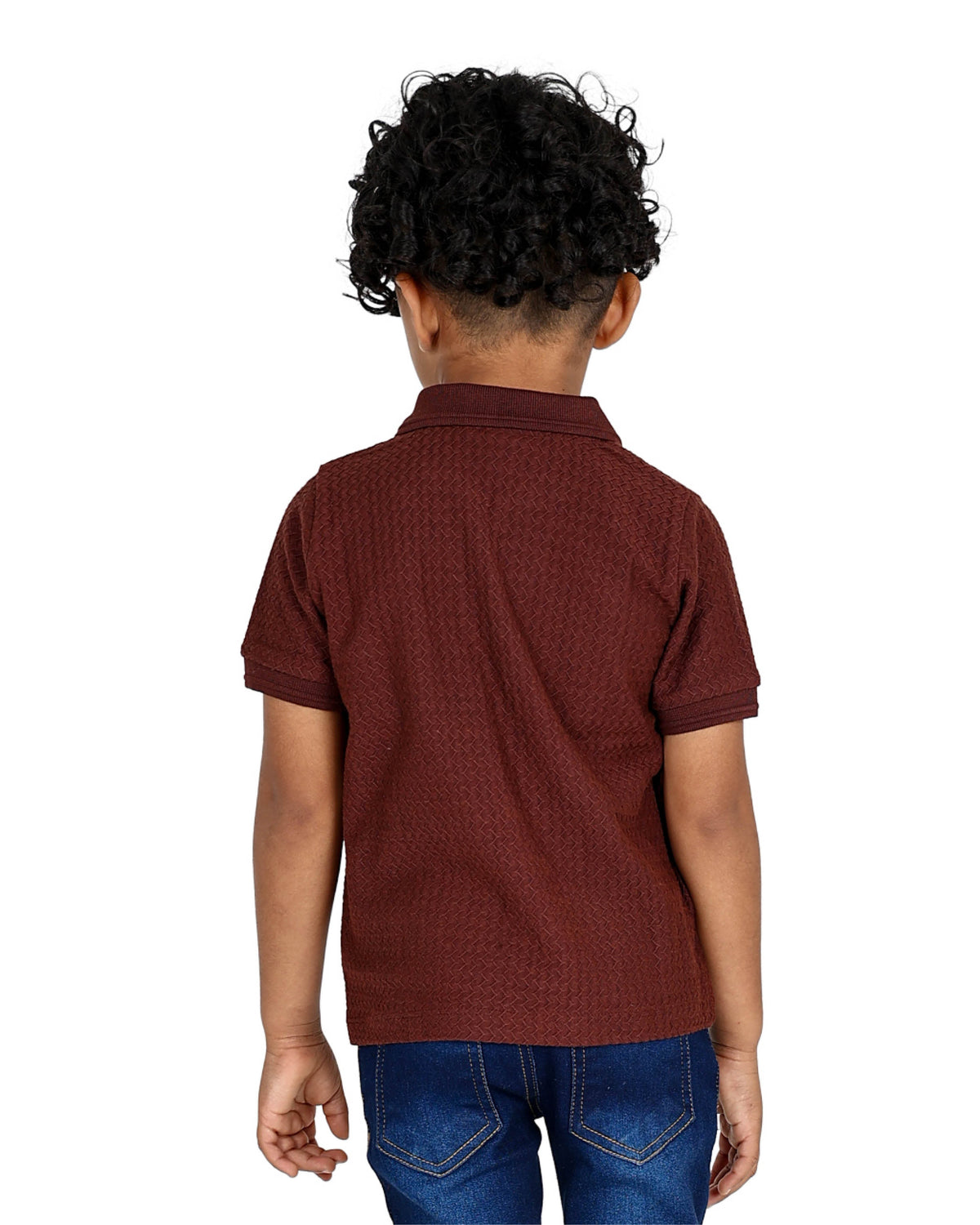 Short Sleeve Johnny Collar Jacquard T-Shirt