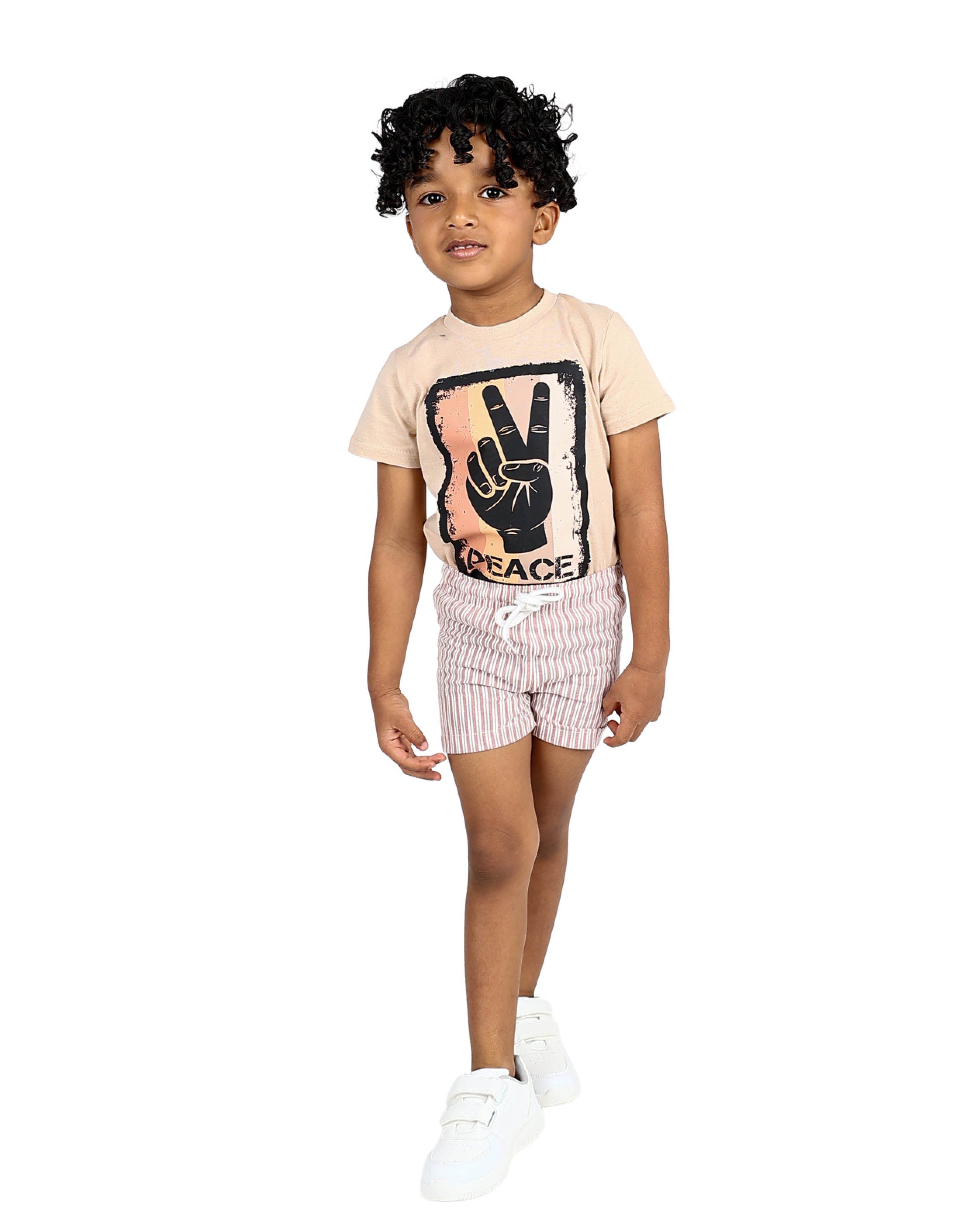 Rust & Cream Elasticated Cotton Shorts