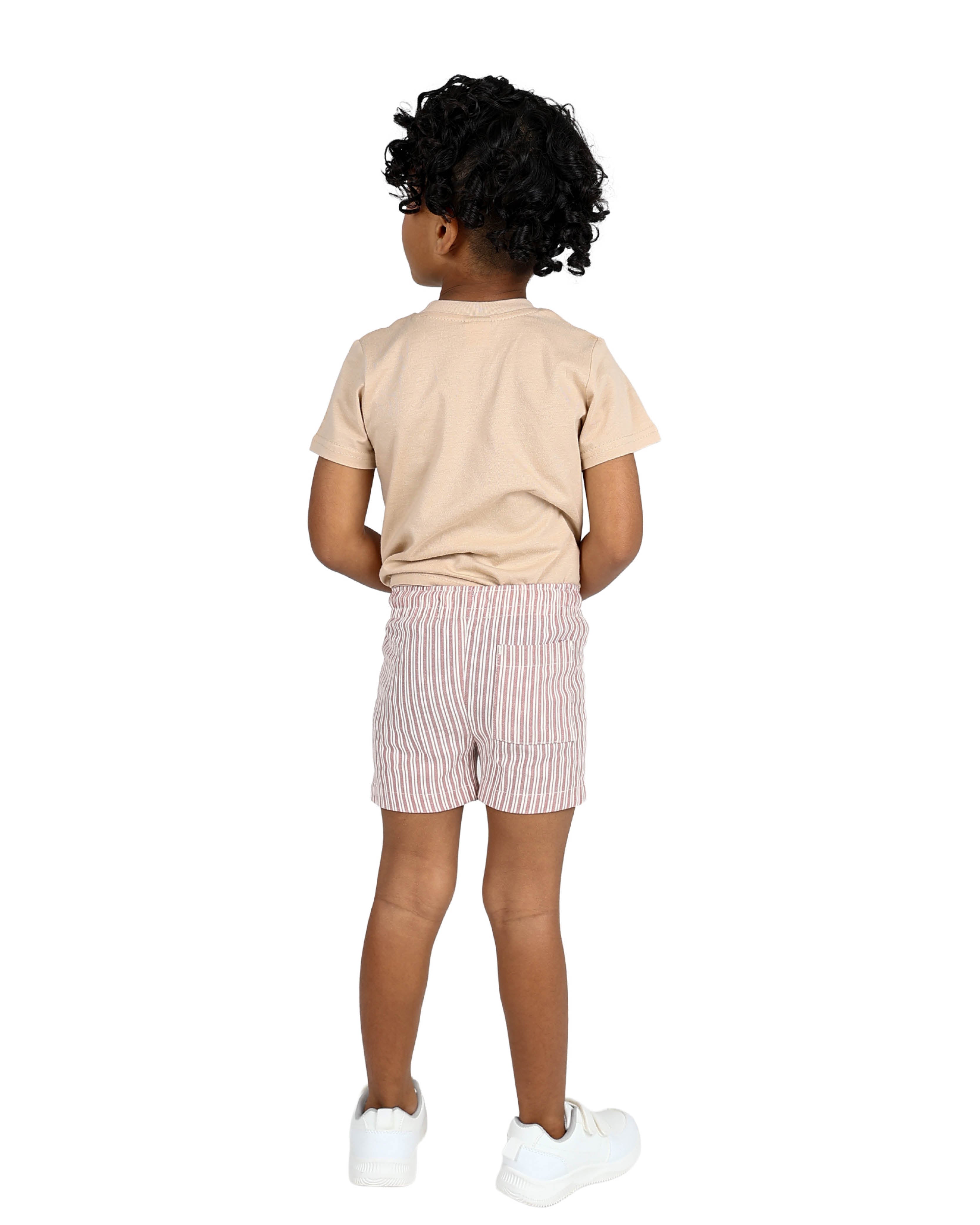 Rust & Cream Elasticated Cotton Shorts