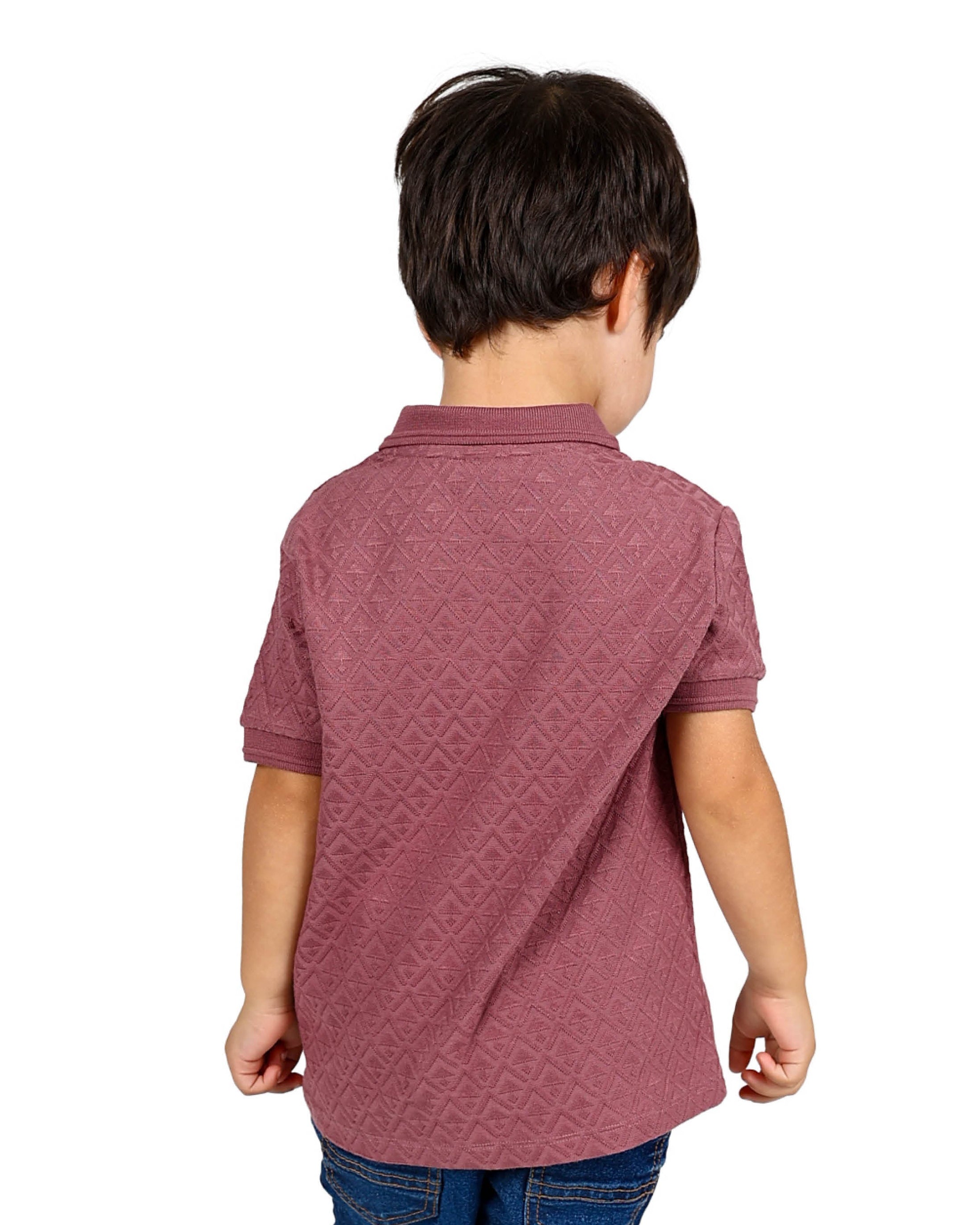 Short Sleeve Purple Diamond Jacquard Zip Up Golfer