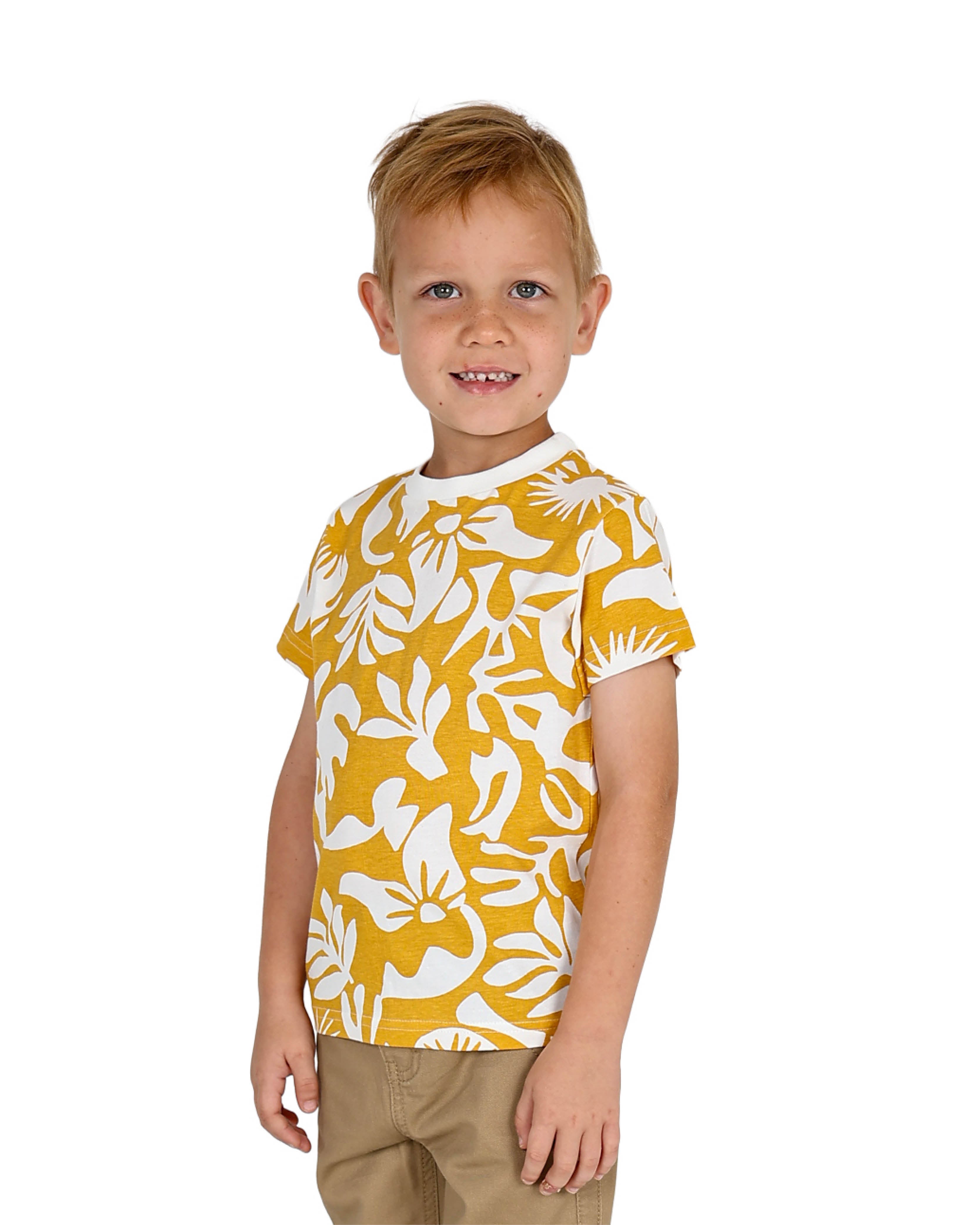 Short Sleeve Mustard Floral Cotton T-Shirt