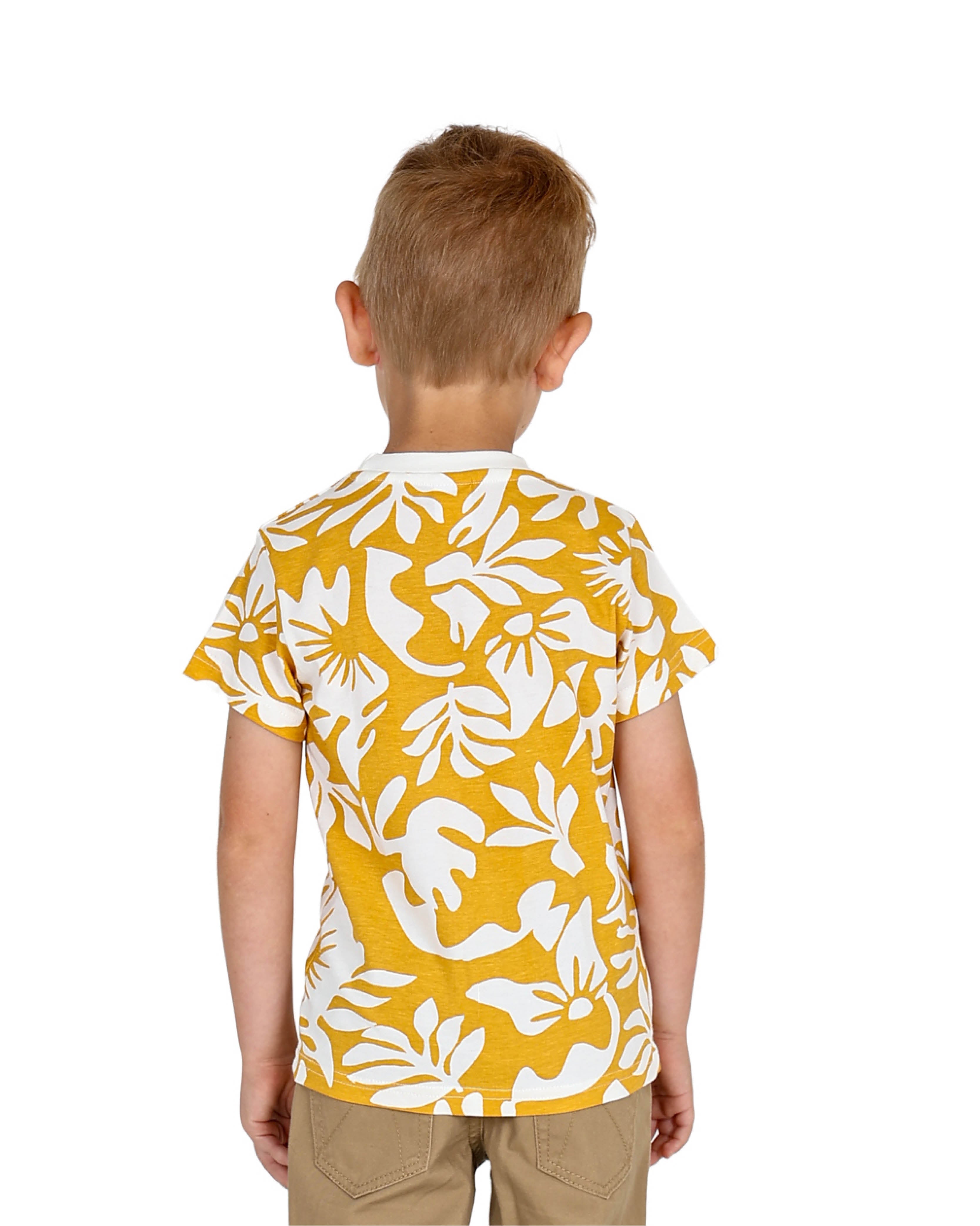 Short Sleeve Mustard Floral Cotton T-Shirt