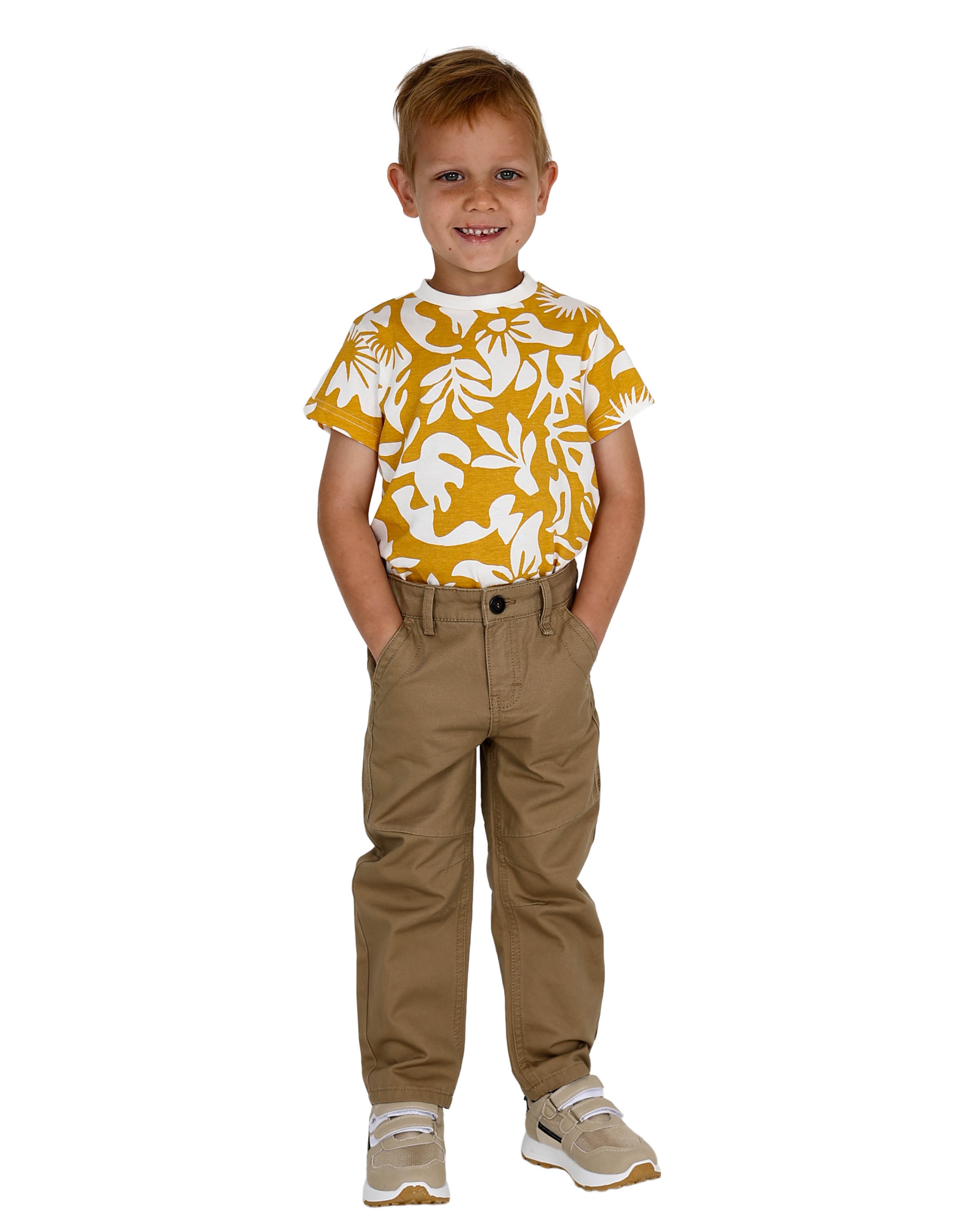 Khaki Relaxed Fit Cotton Pants