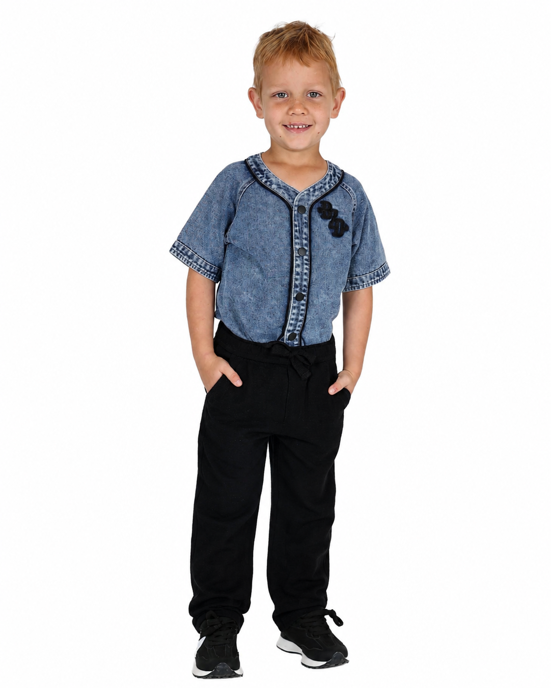 Black Jacquard Pull Up Baggy Pants