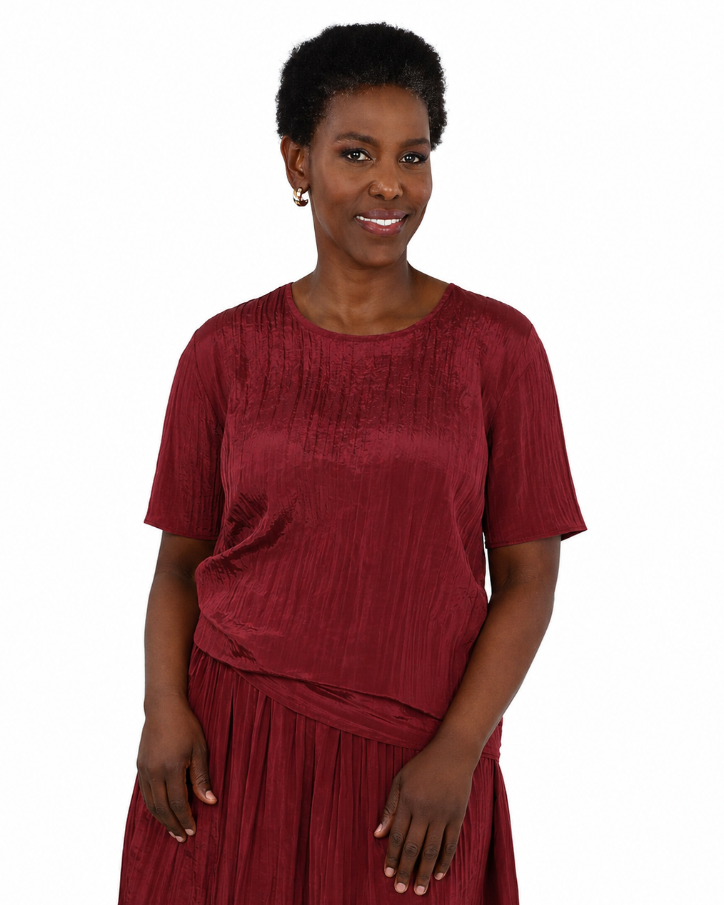 Short Sleeve Grape Crinkle Blouse