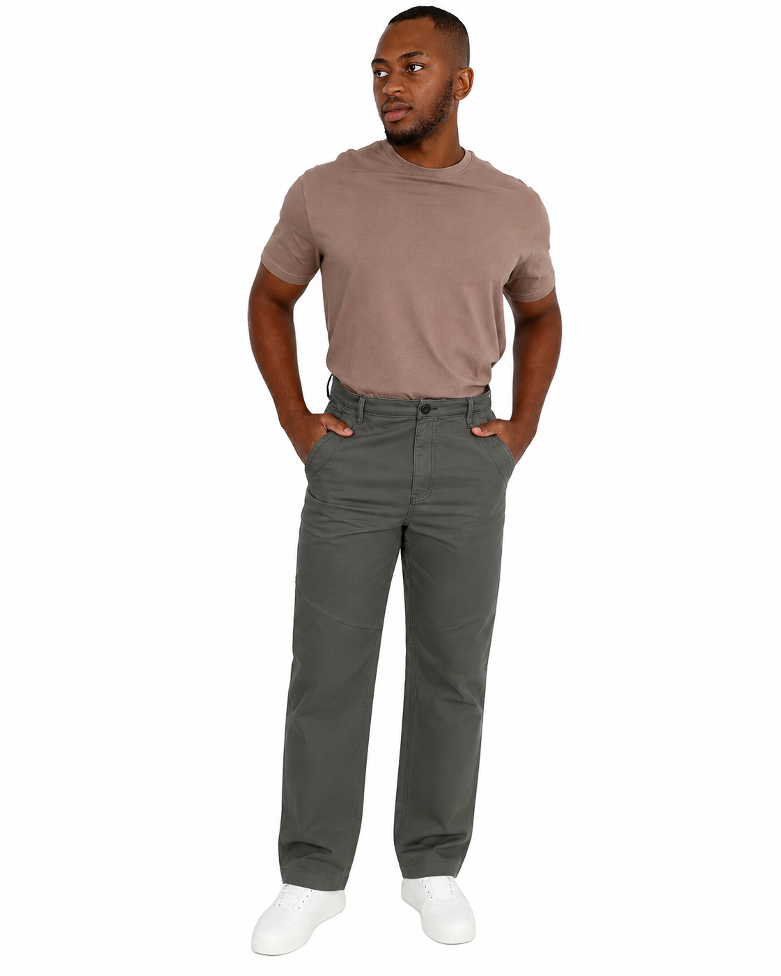 Straight Leg Olive Casual Cotton Pant