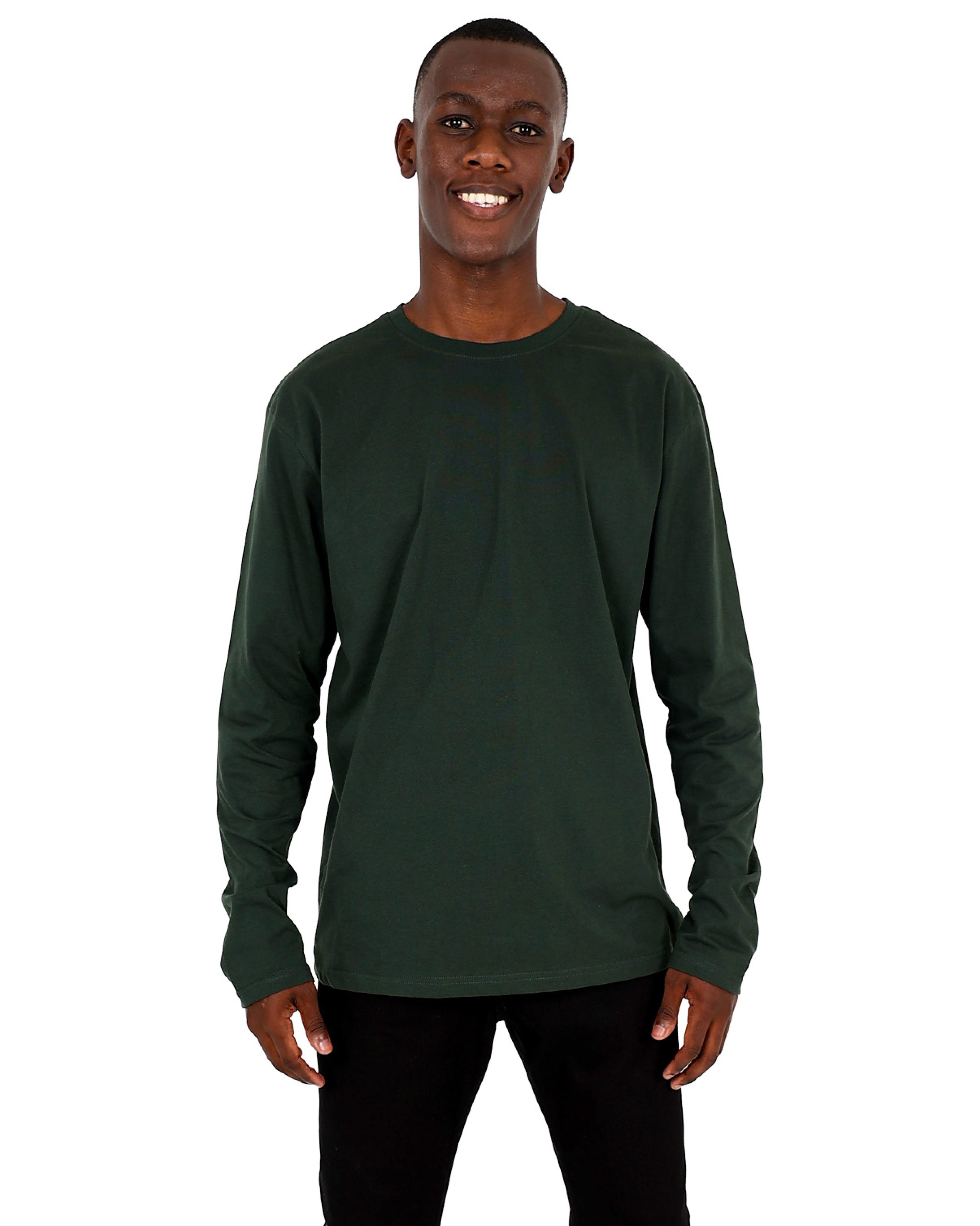 Long Sleeve Dark Olive Cotton Blend T-Shirt