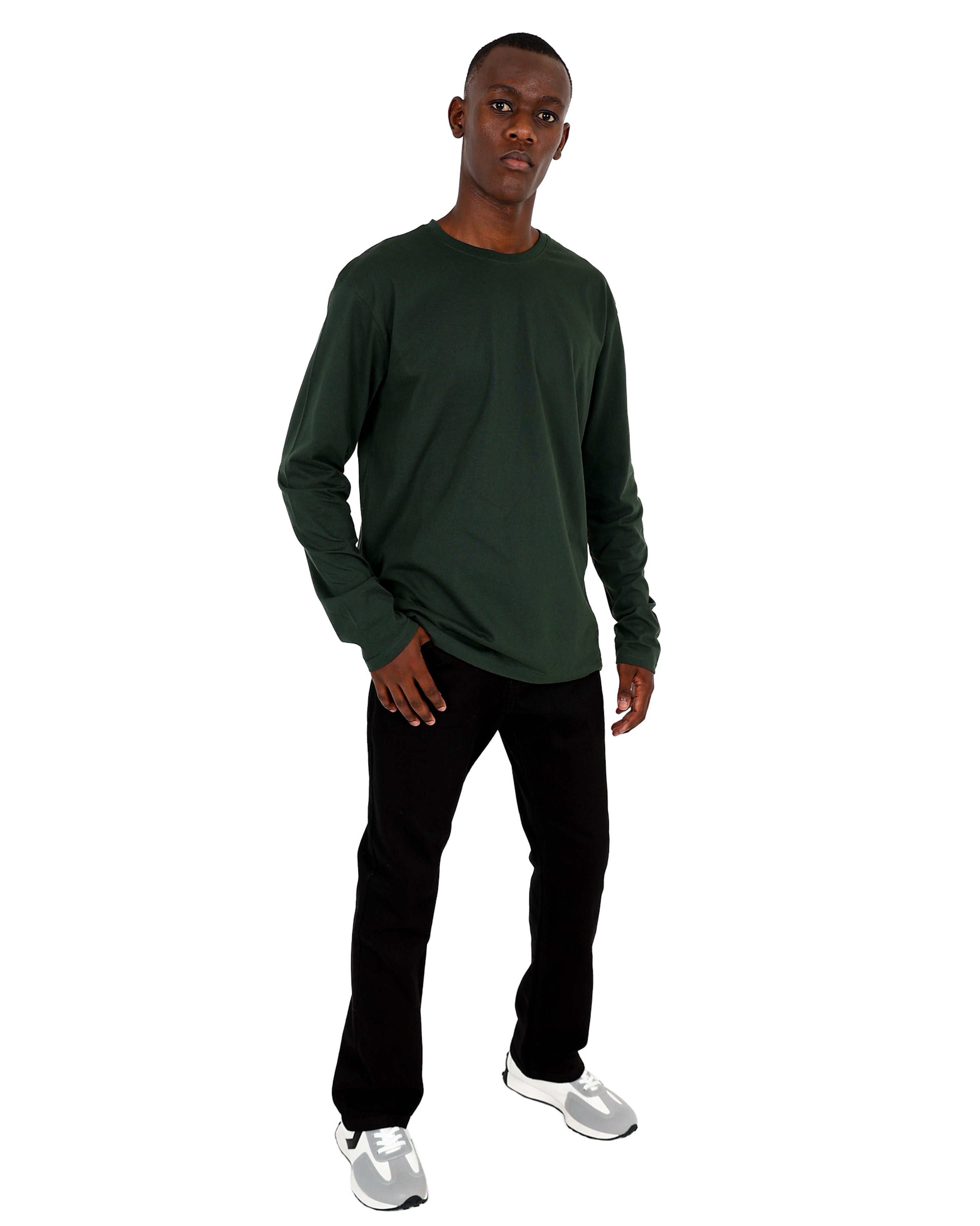 Long Sleeve Dark Olive Cotton Blend T-Shirt
