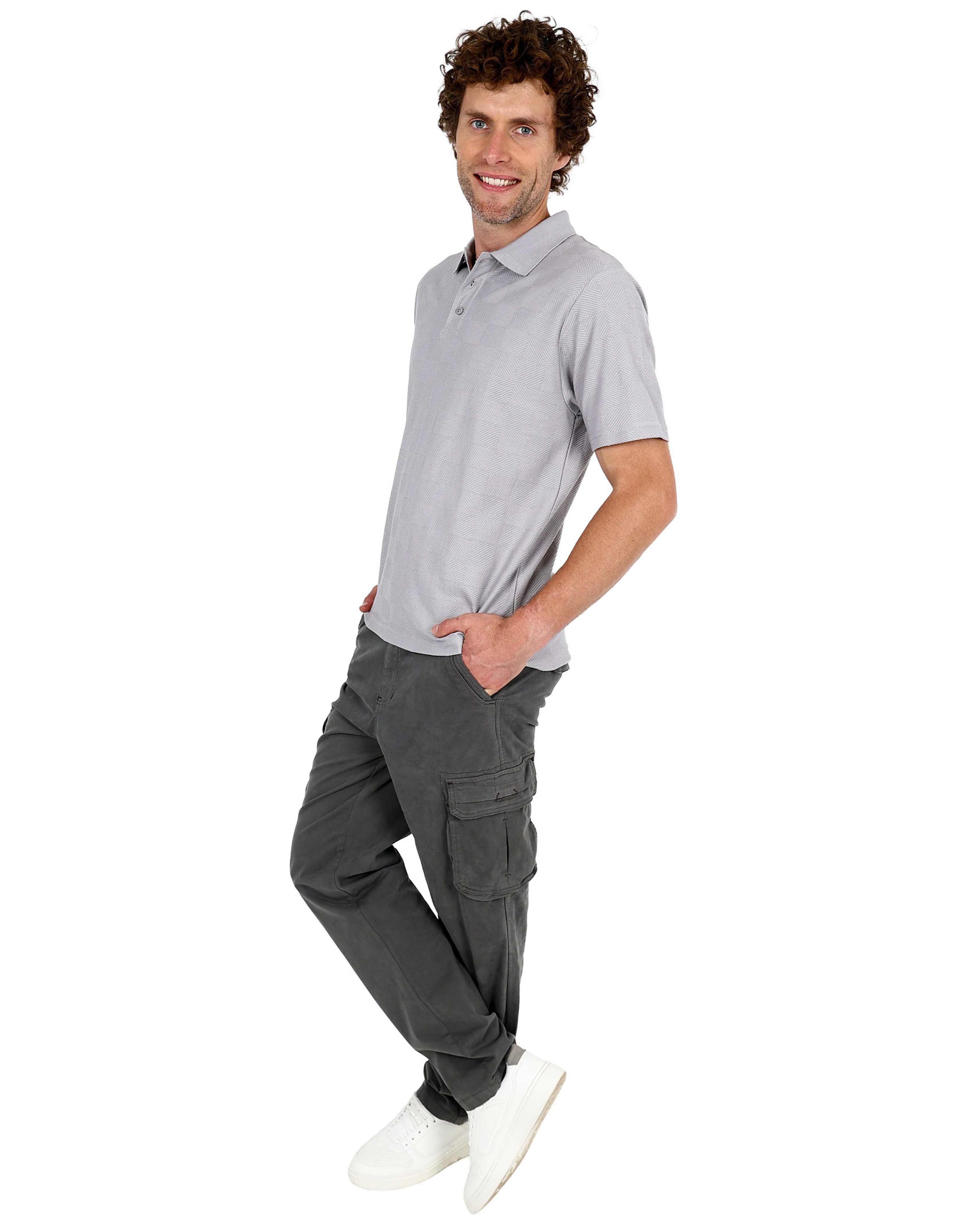 Short Sleeve Silver Jaquard Golfer