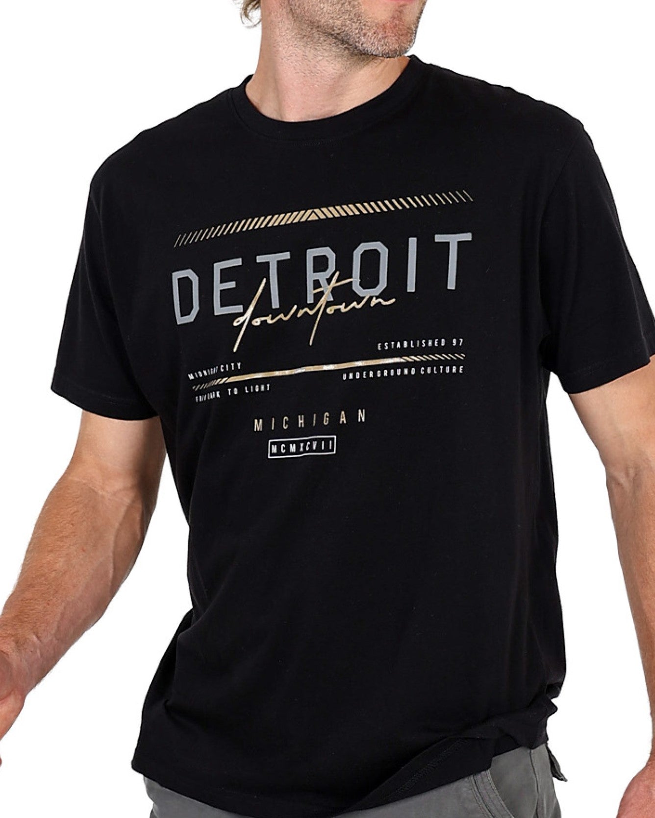 Short Sleeve Black "Detroit" Graphic T-Shirt