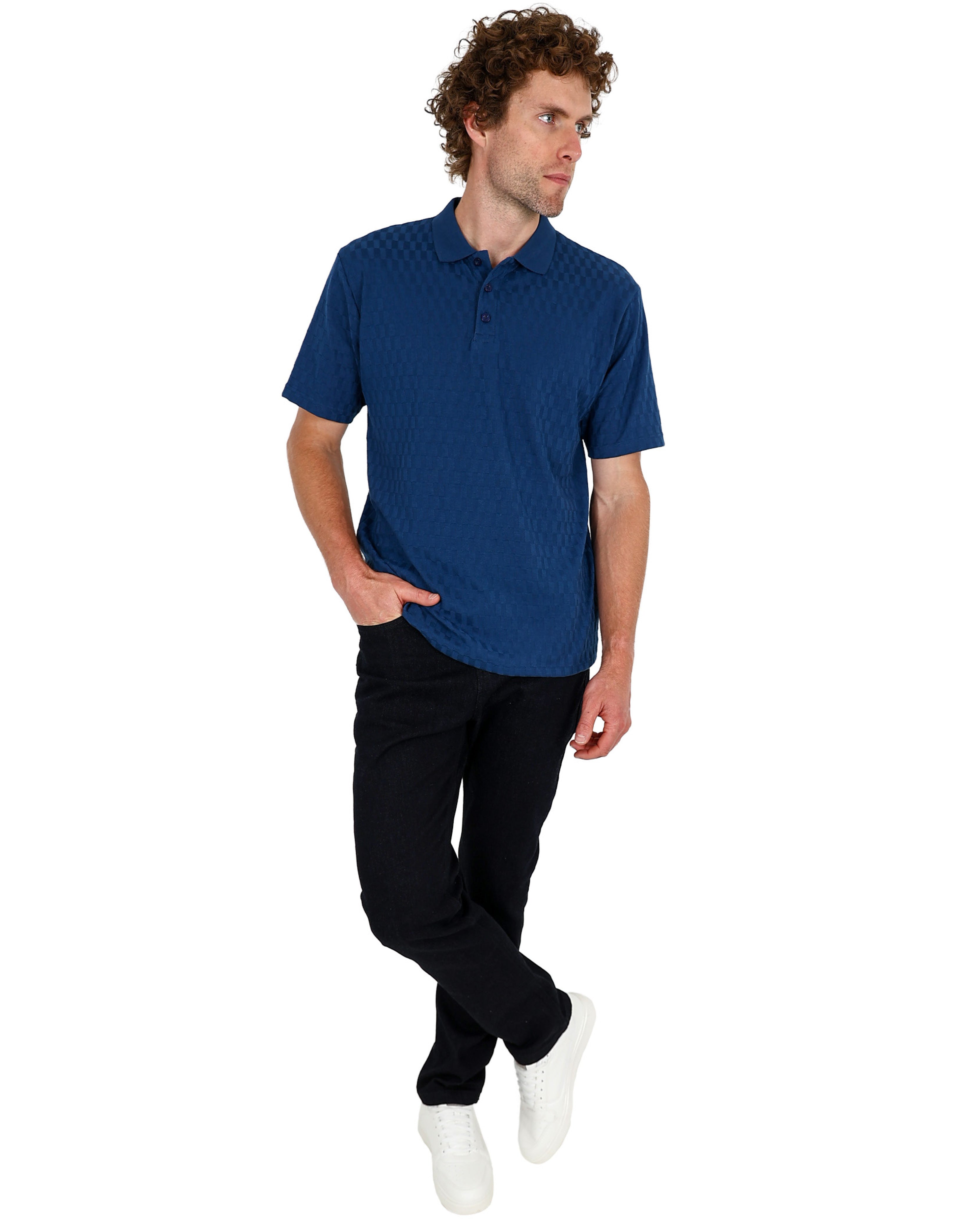 Short Sleeve Petrol Jacquard Golfer