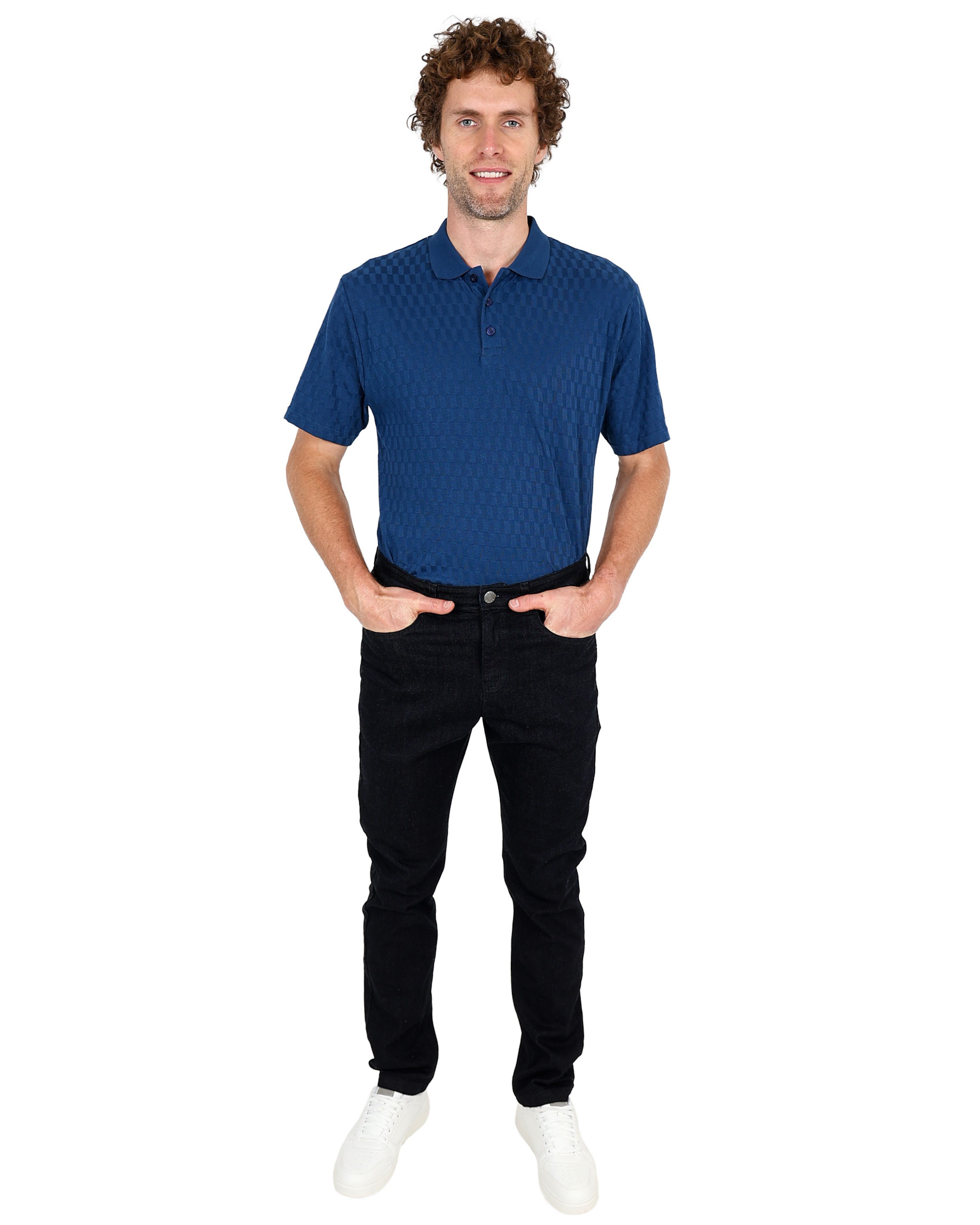 Short Sleeve Petrol Jacquard Golfer