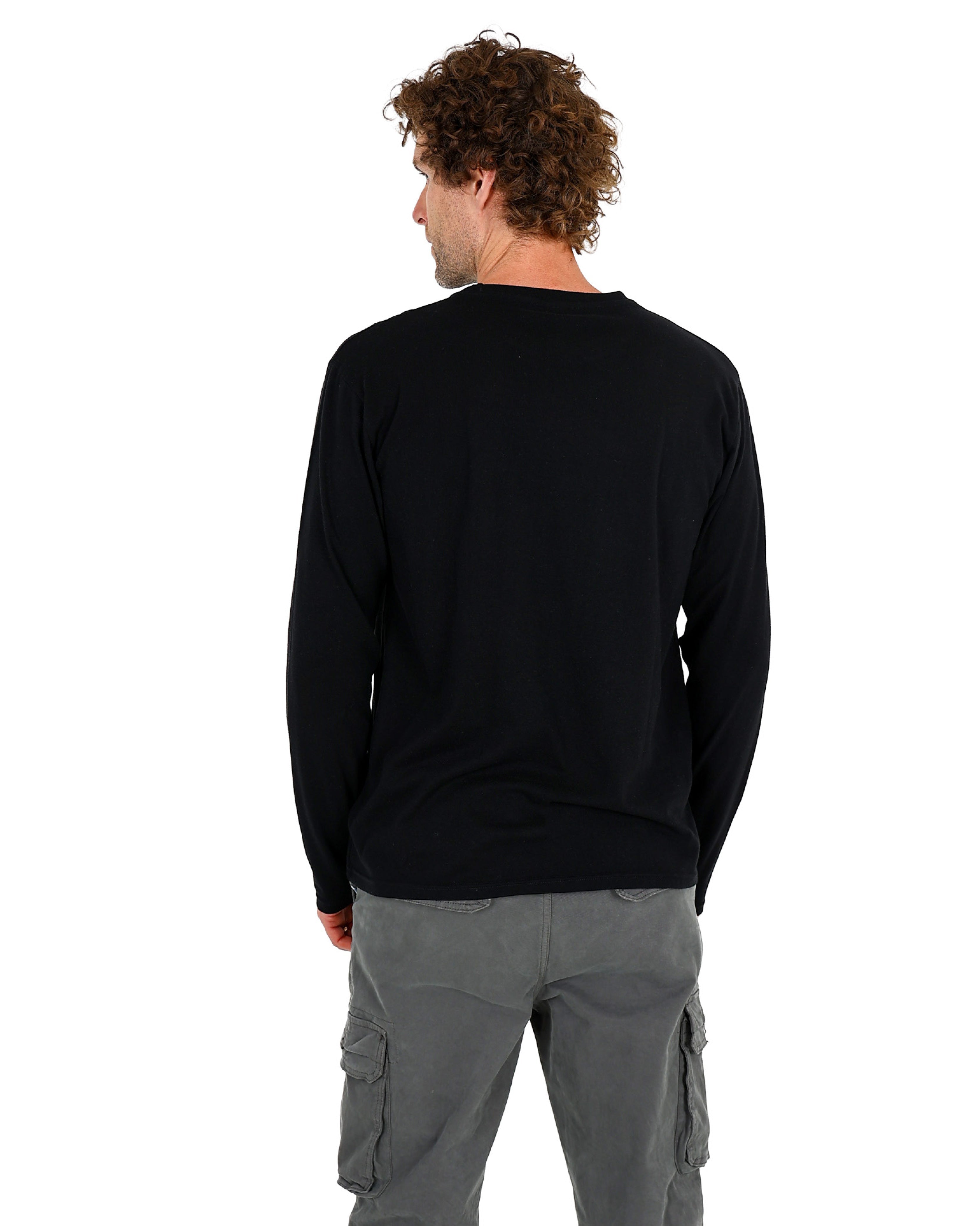 Long Sleeve Black Cotton Blend T-Shirt