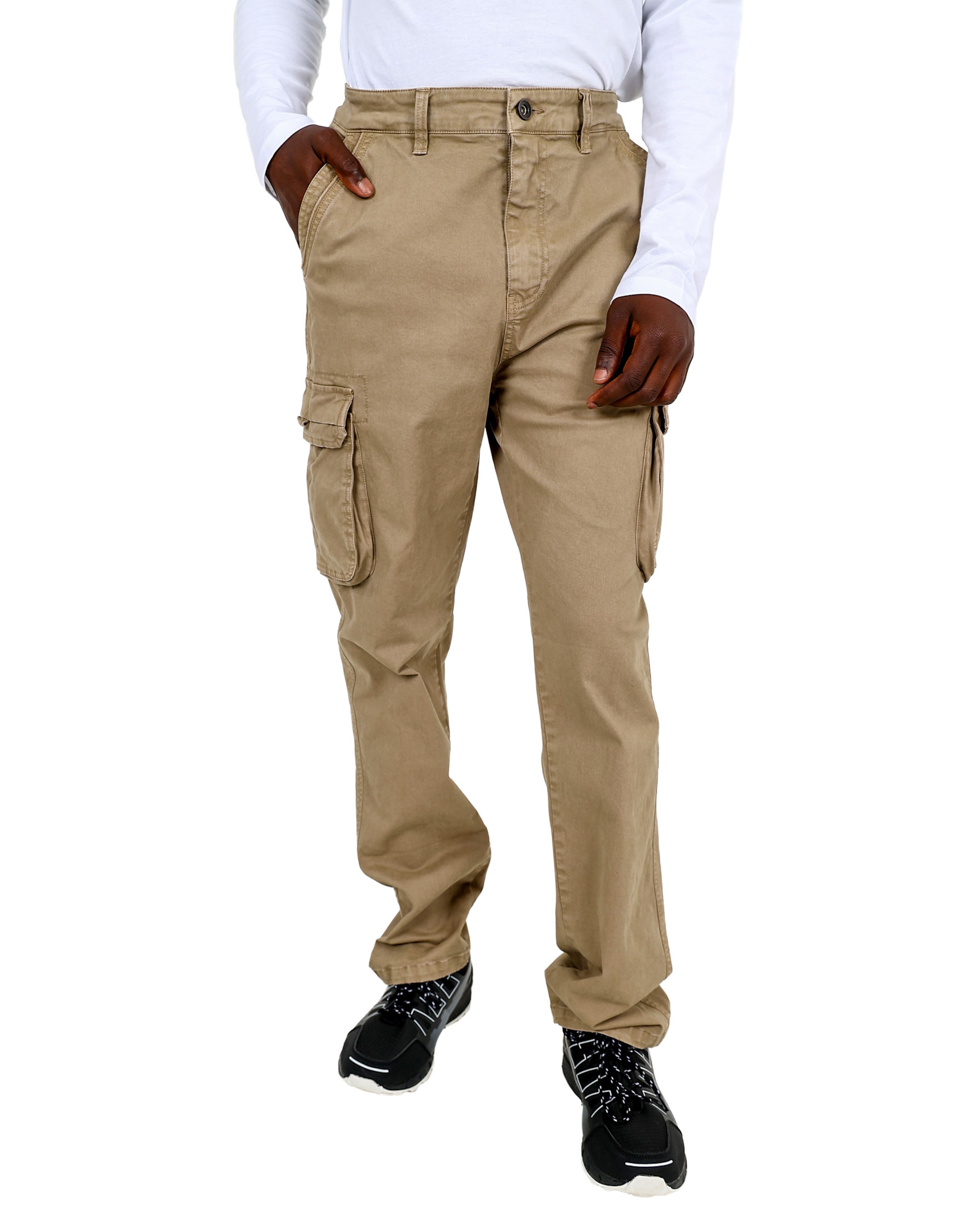 Regular Fit Khaki Cargo Cotton Pant