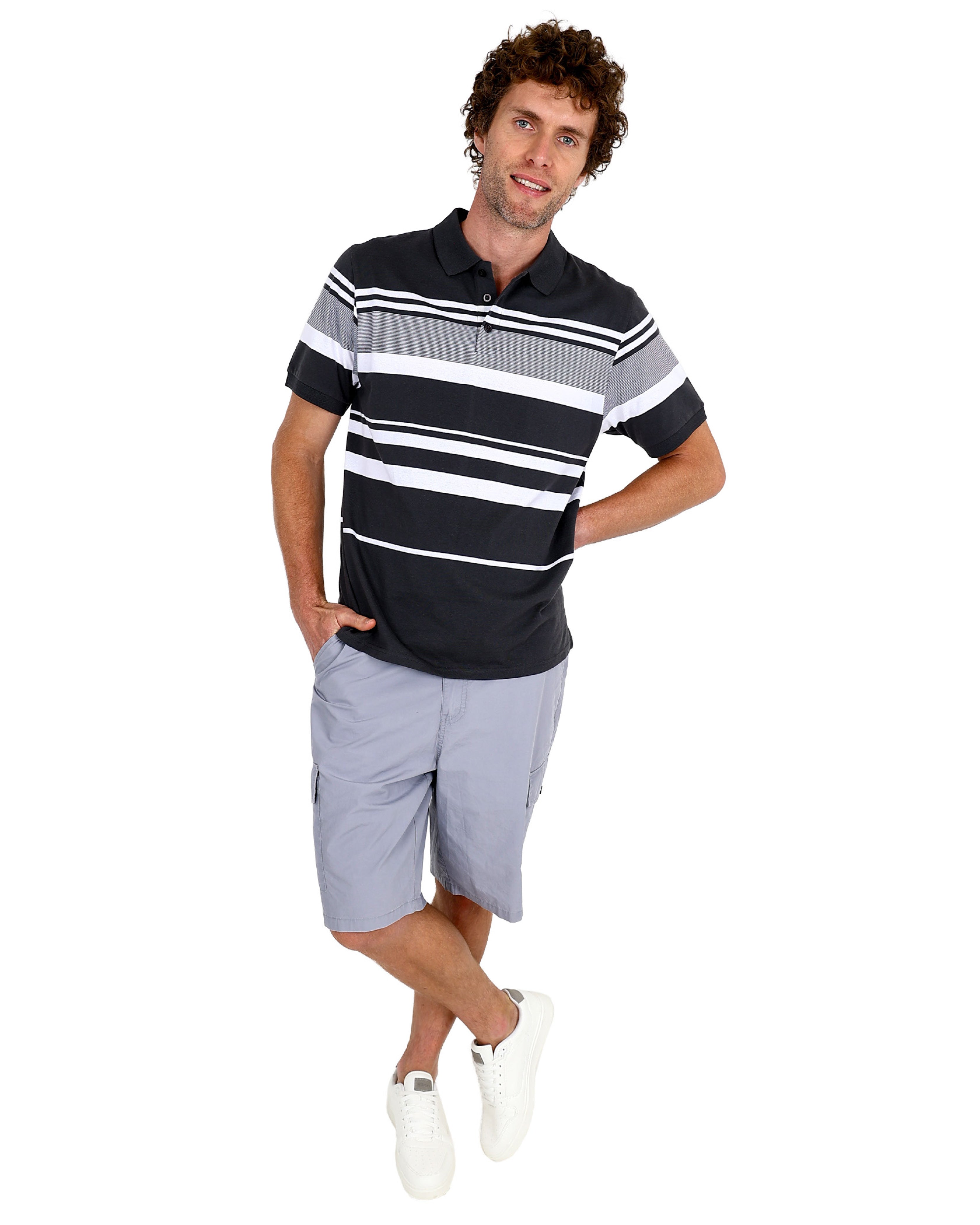 Grey Cotton Poplin Cargo Shorts