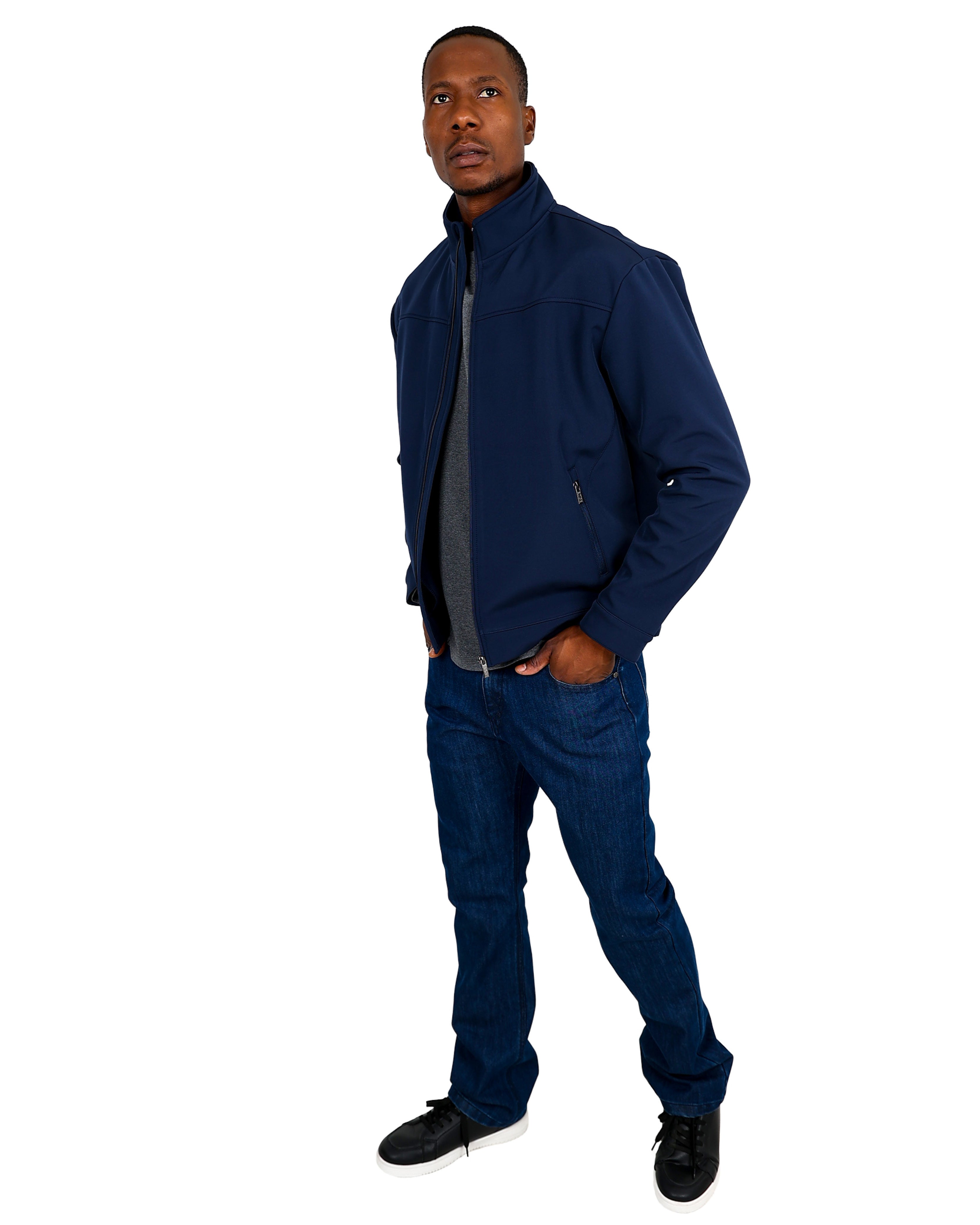 Navy Softshell Bonded Fleece Zip Up Jacket