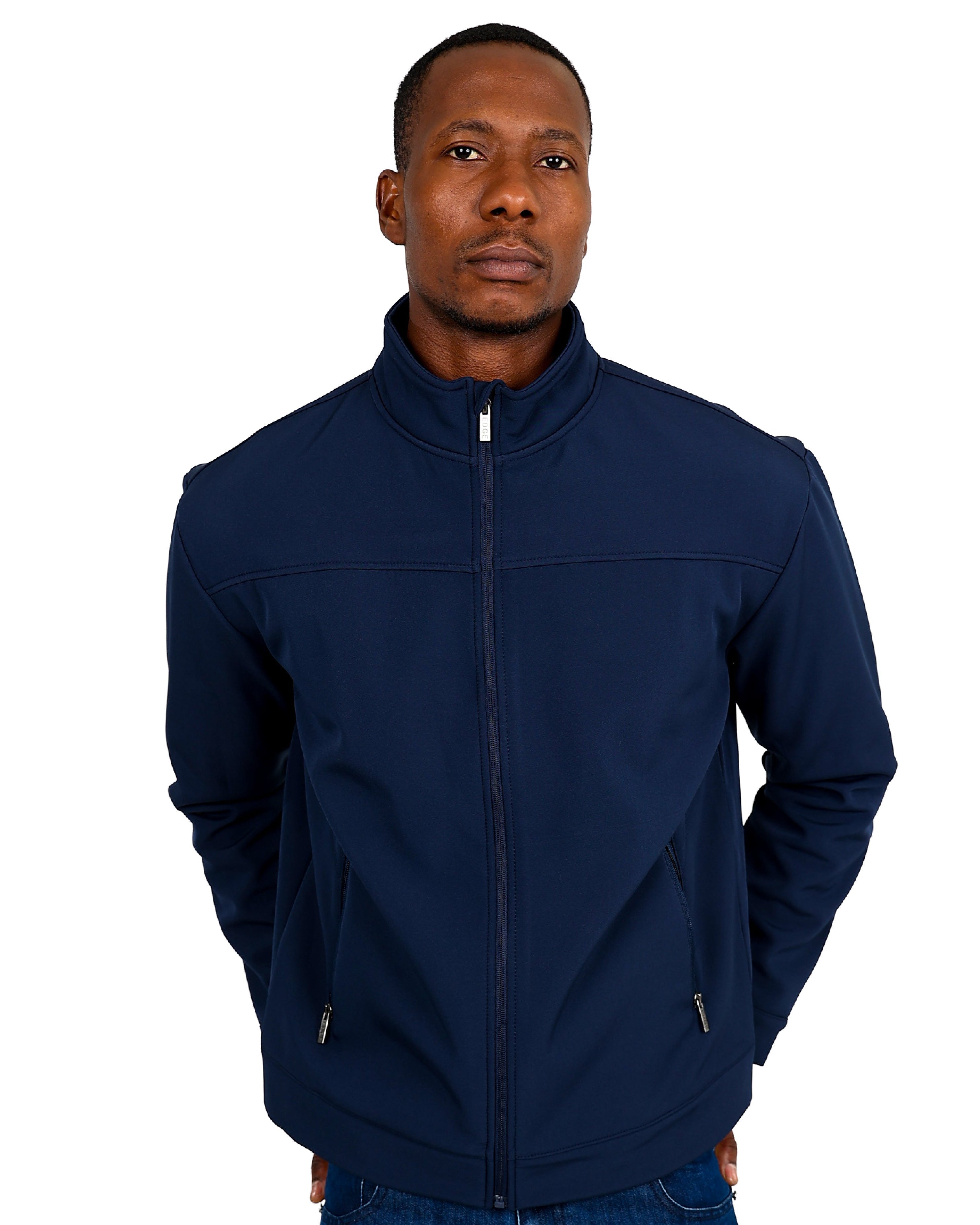Navy Softshell Bonded Fleece Zip Up Jacket