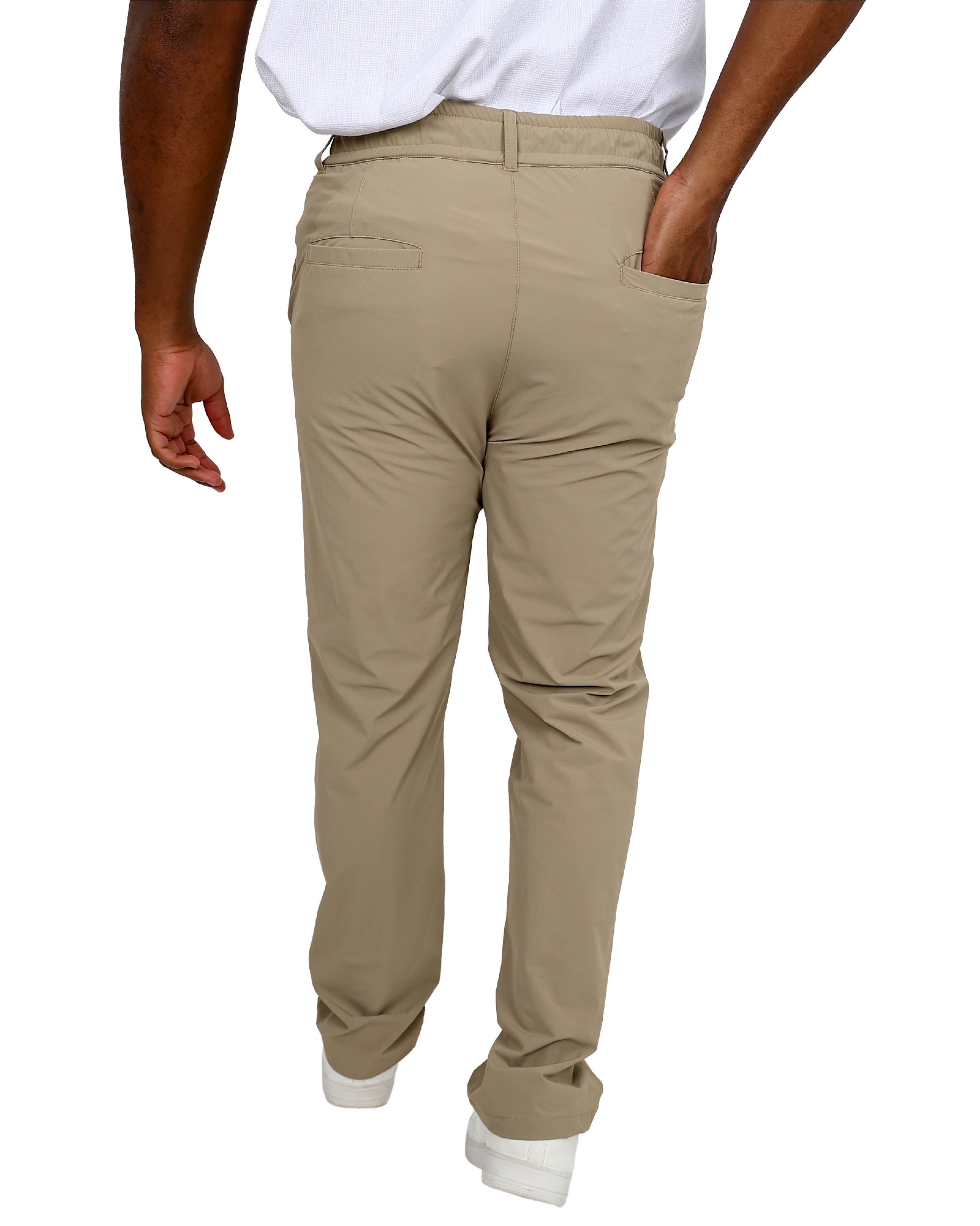 Regular Fit Elasticated Waist Beige Stretch Pants
