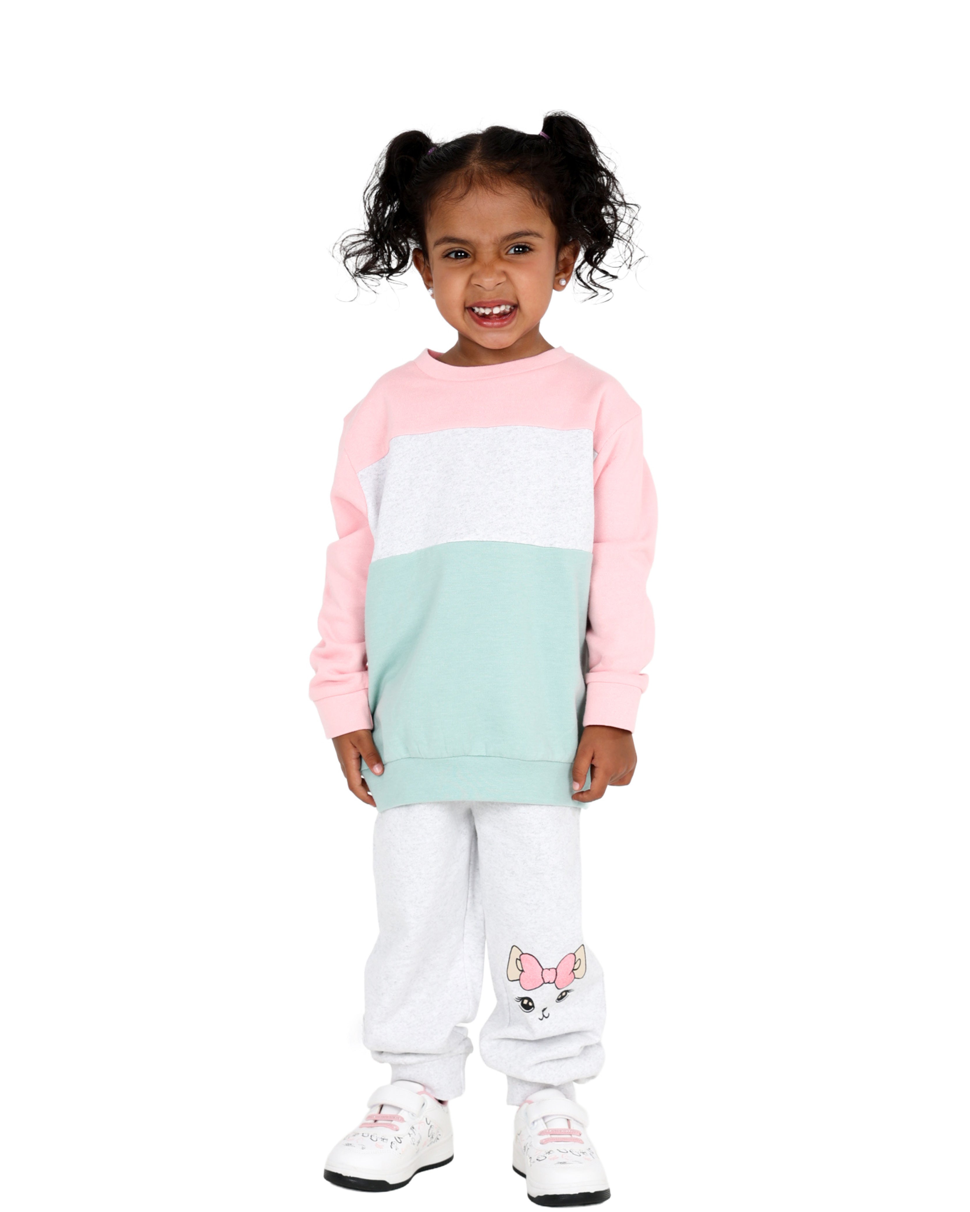 2 Pack Pink & Grey Mélange Trackpants Set