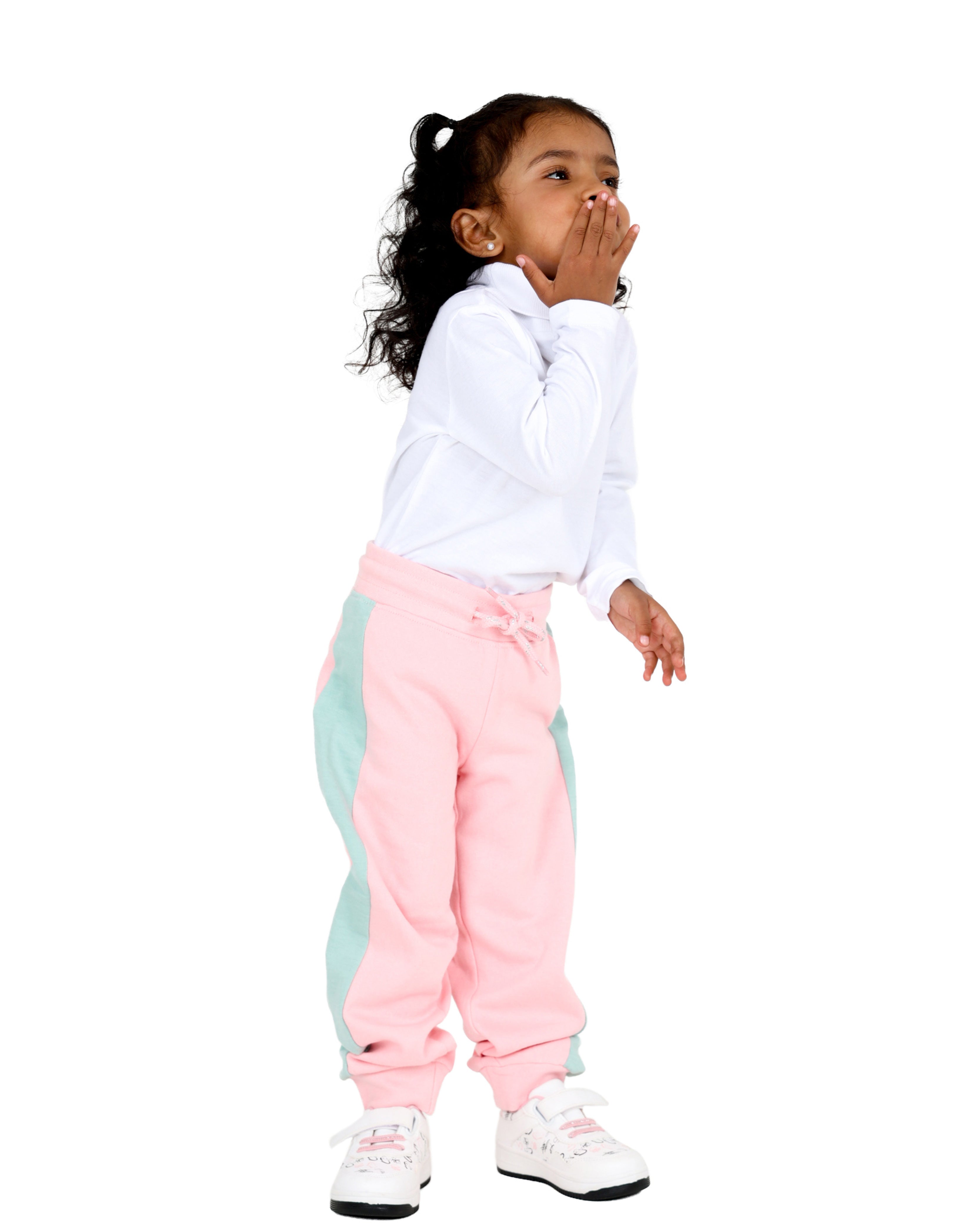 2 Pack Pink & Grey Mélange Trackpants Set