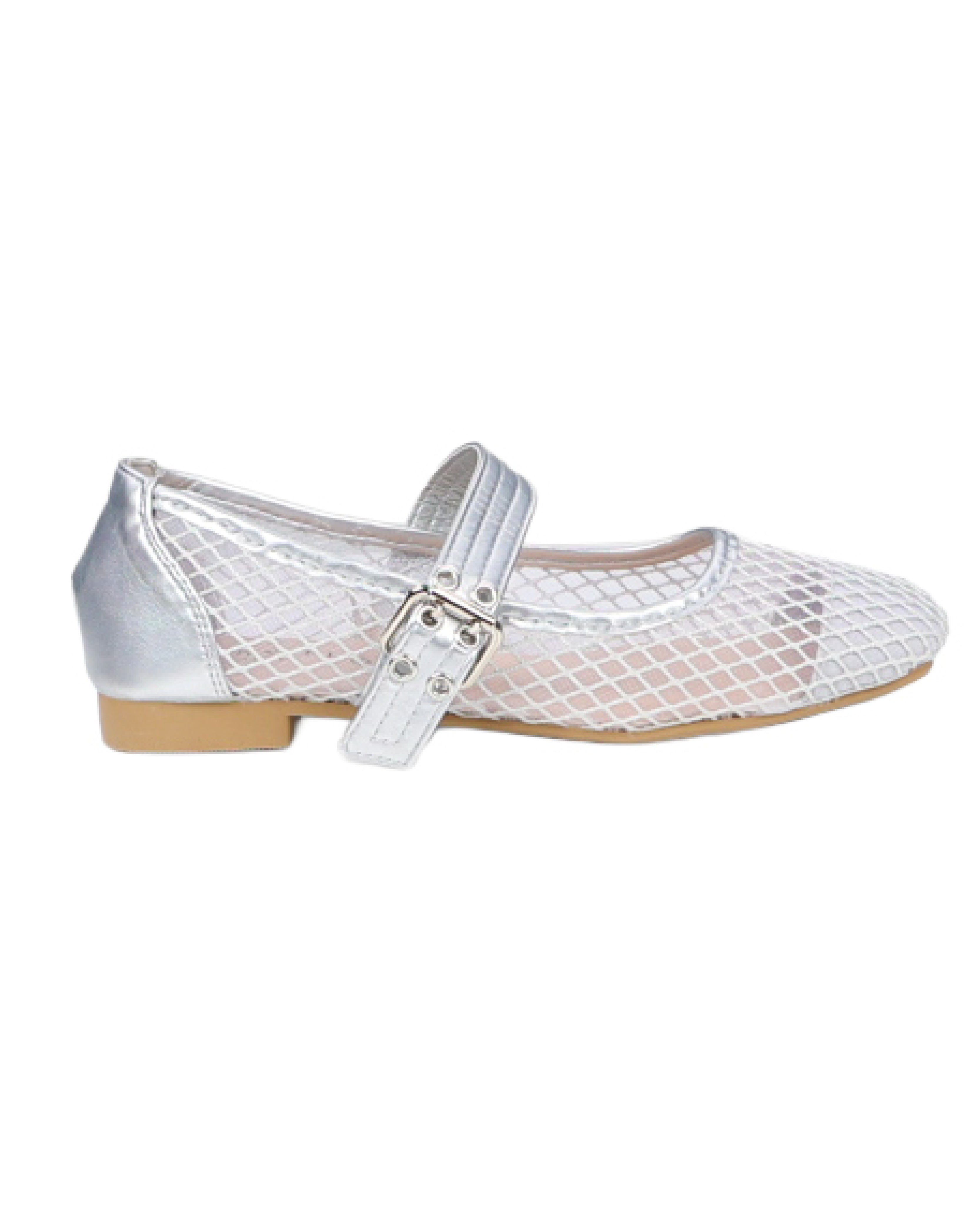 Girls Diamond Mesh Formal Pumps