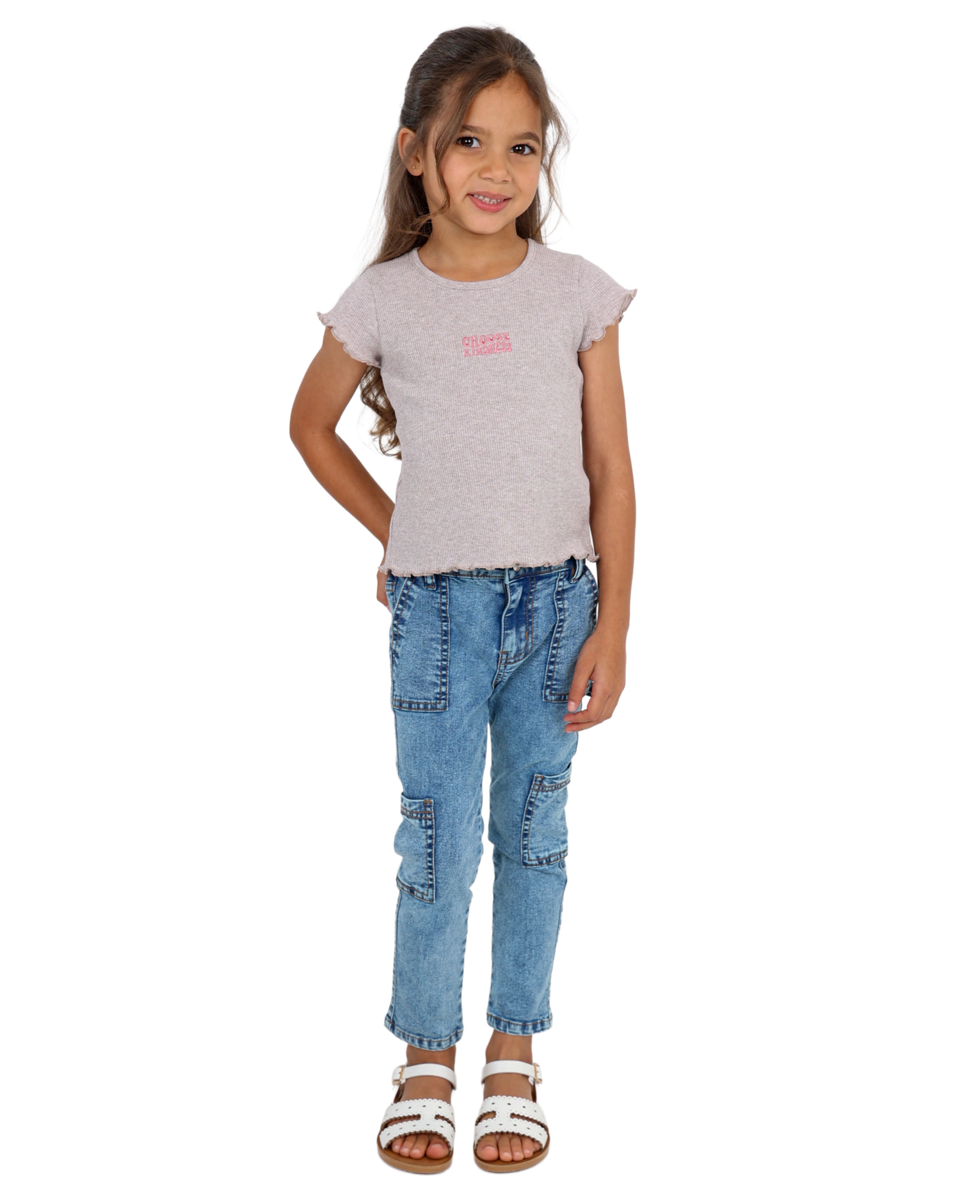 Short Sleeve "Choose Kindness" Embroidered Ribbed T-Shirt